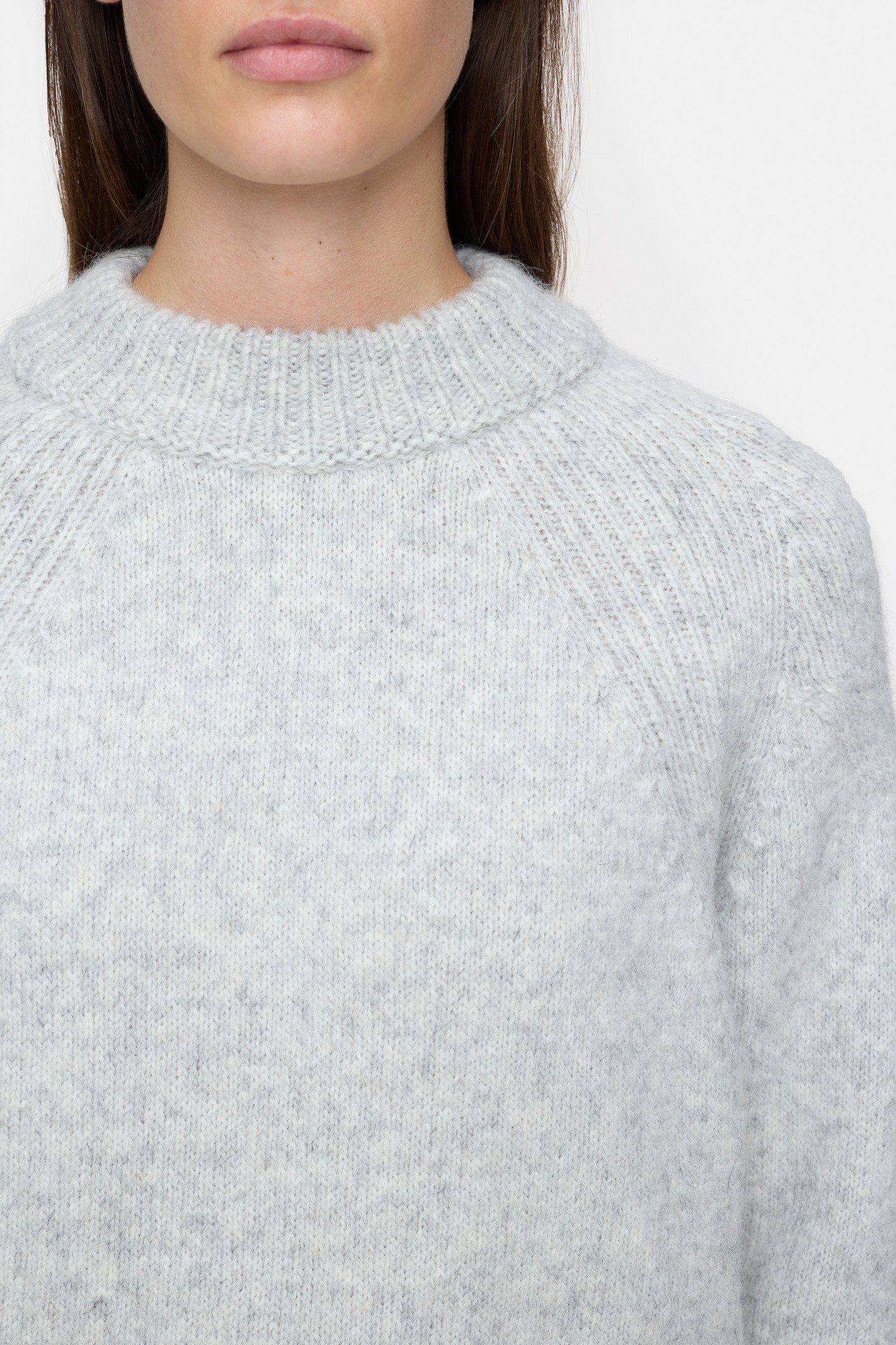 CREW NECK LONG SLEEVE KNITS LIGHT GREY MELANGE 4