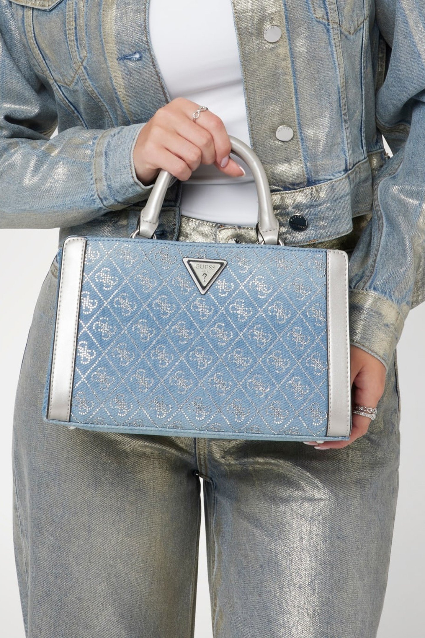 DILI SMALL SATCHEL DENIM LOGO 6