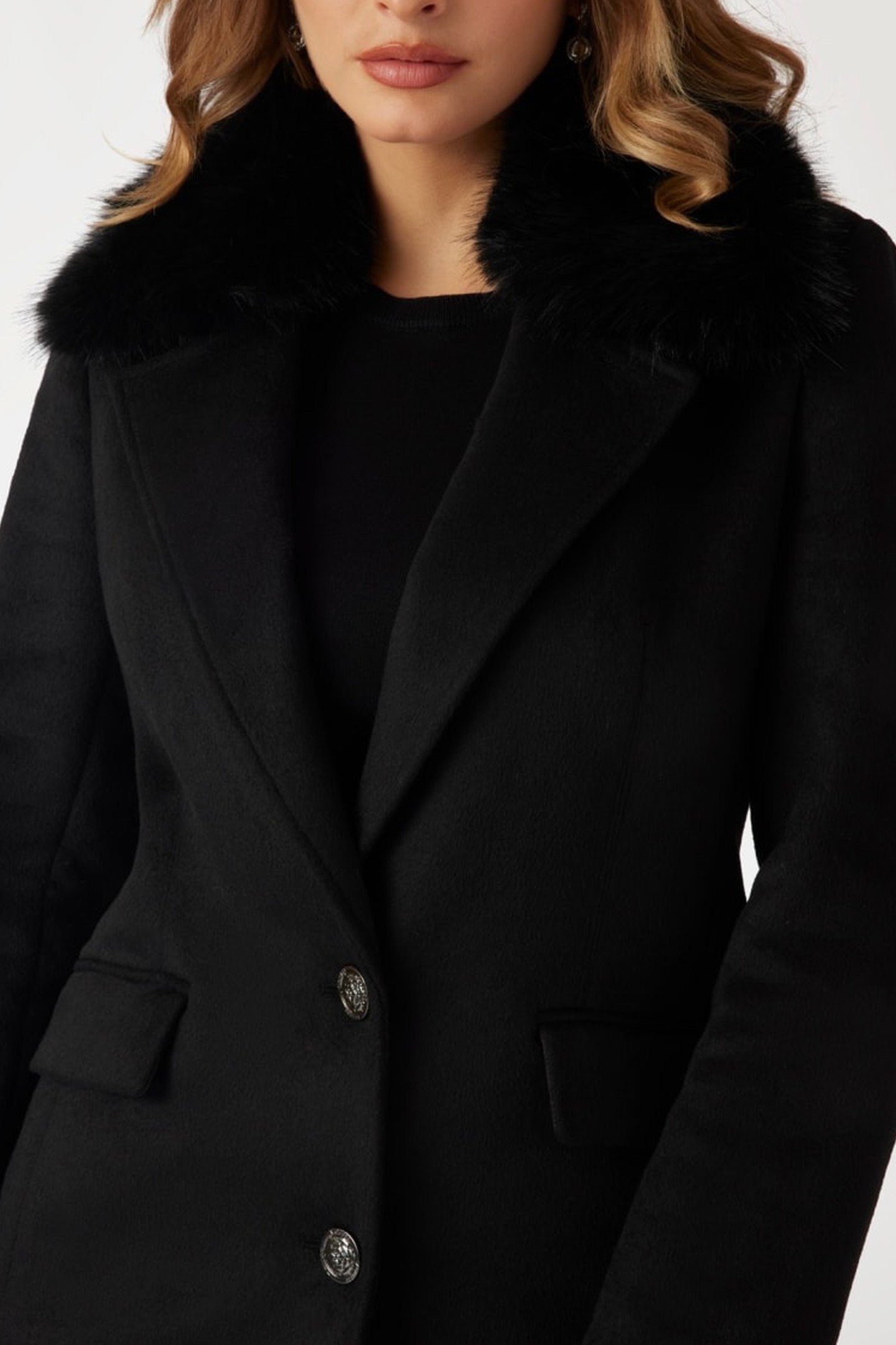 NANCY FIT COAT FAUX JET BLACK A996 7