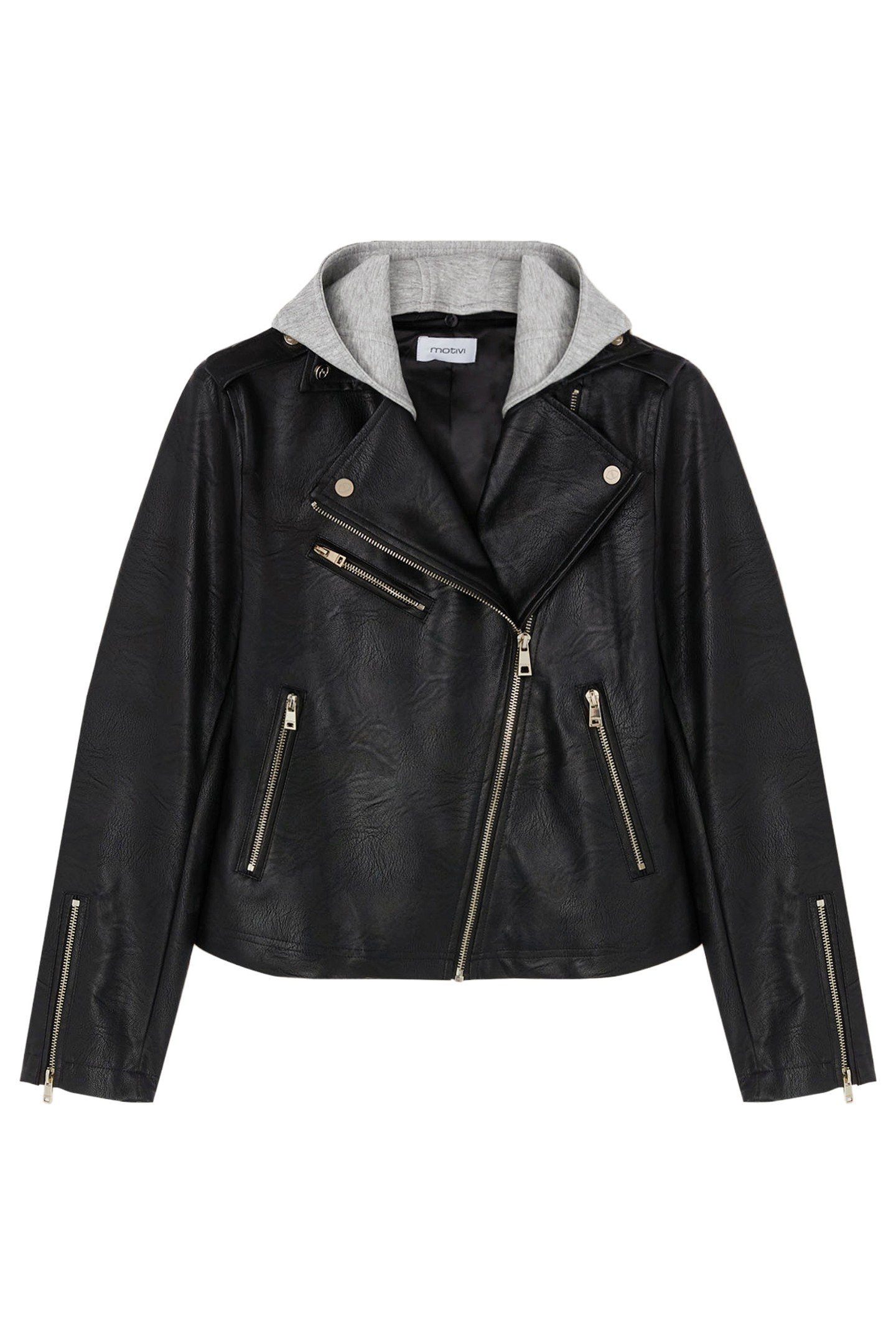 BIKER JACKET WITH FLEECE HOOD BLACK 3
