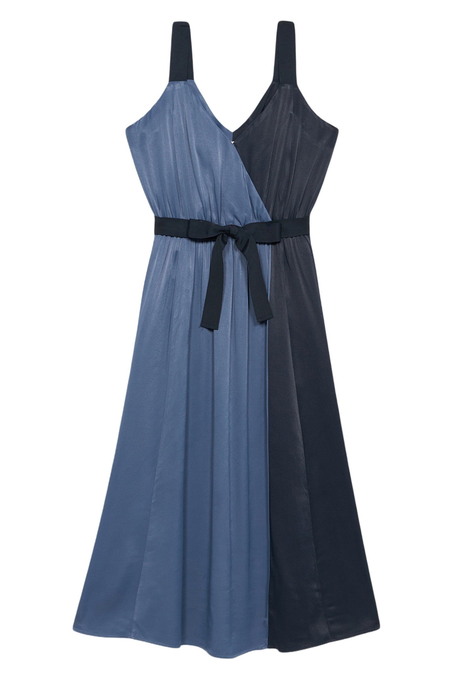 VISCOSE SATIN TWO-TONE DRESS BLUE 3