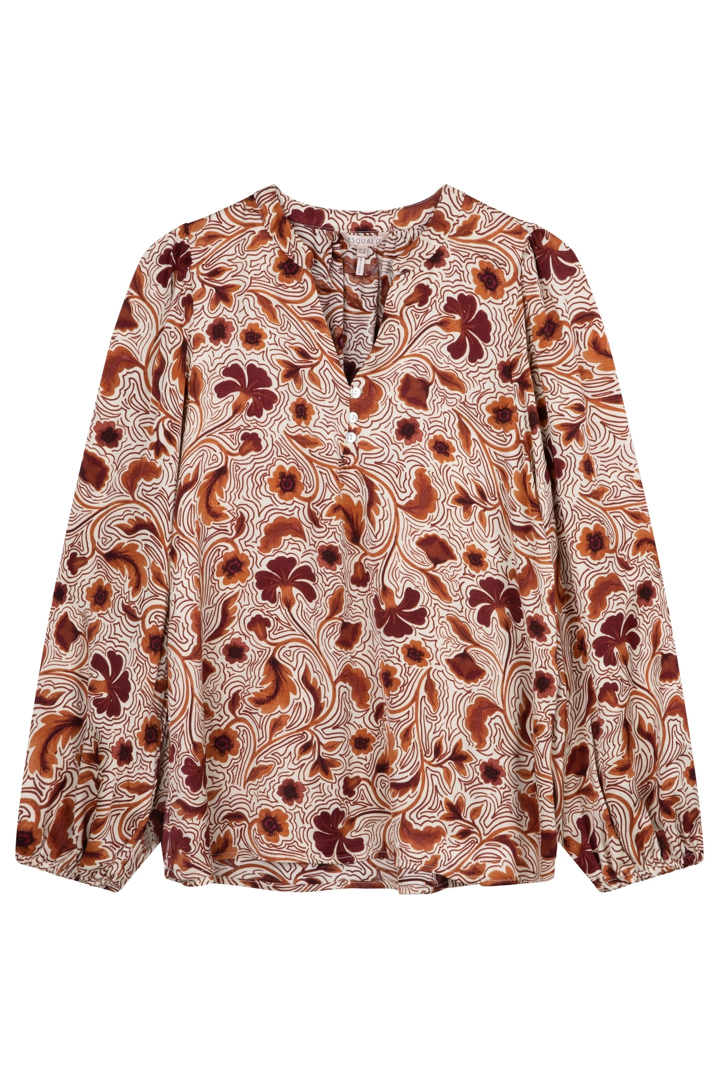 BLOUSE V-NECK AUTUMN FLOWER PRINT PRINT 3