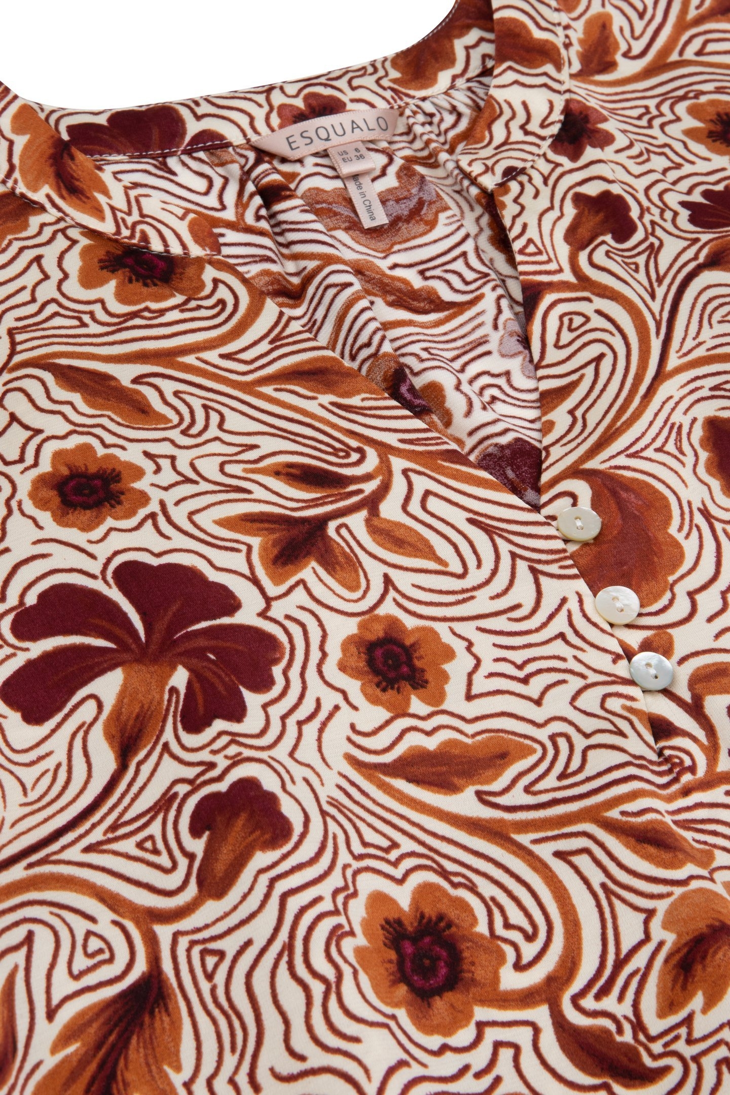 BLOUSE V-NECK AUTUMN FLOWER PRINT PRINT 4