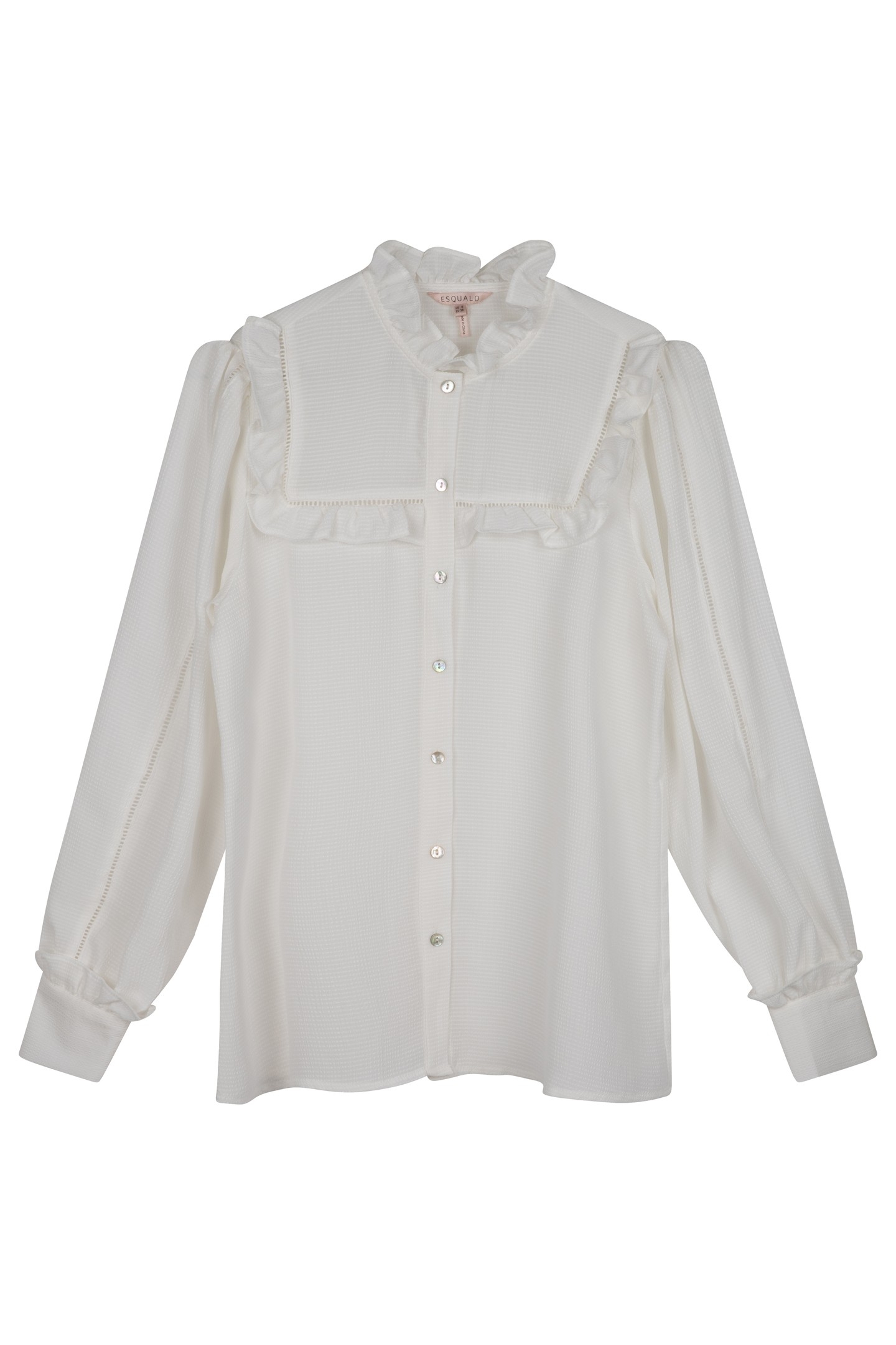 BLOUSE RUFFLES STRUCTURED FABRIC OFF WHITE 4