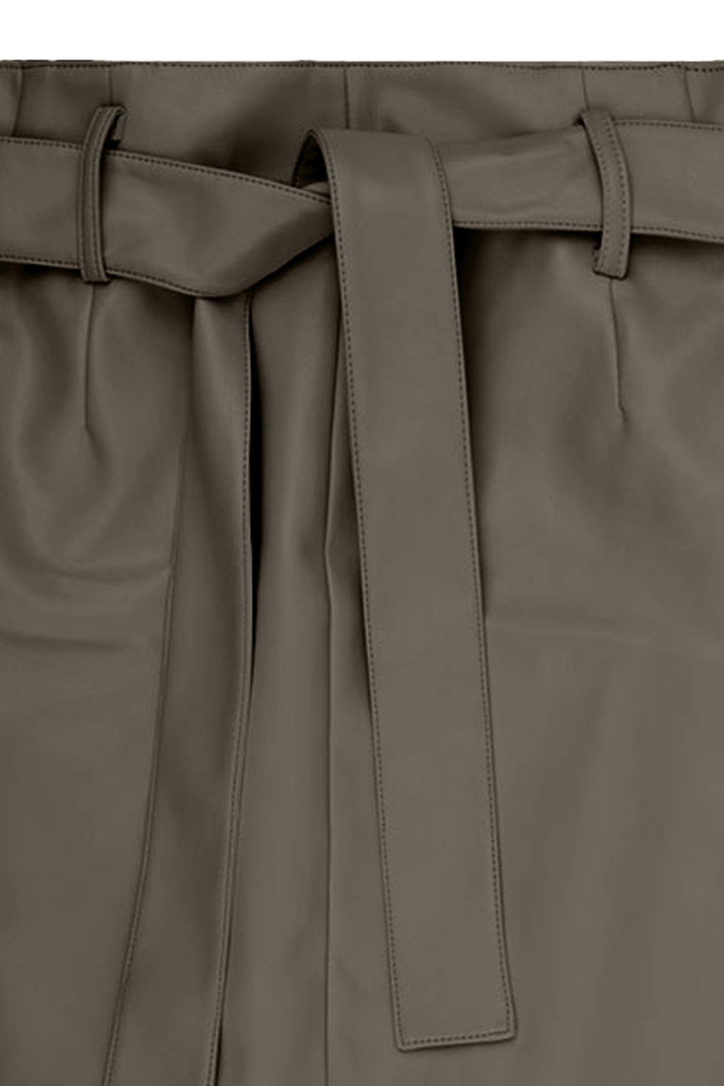 SKIRT BELTED LONG PU LEAF GREEN 3