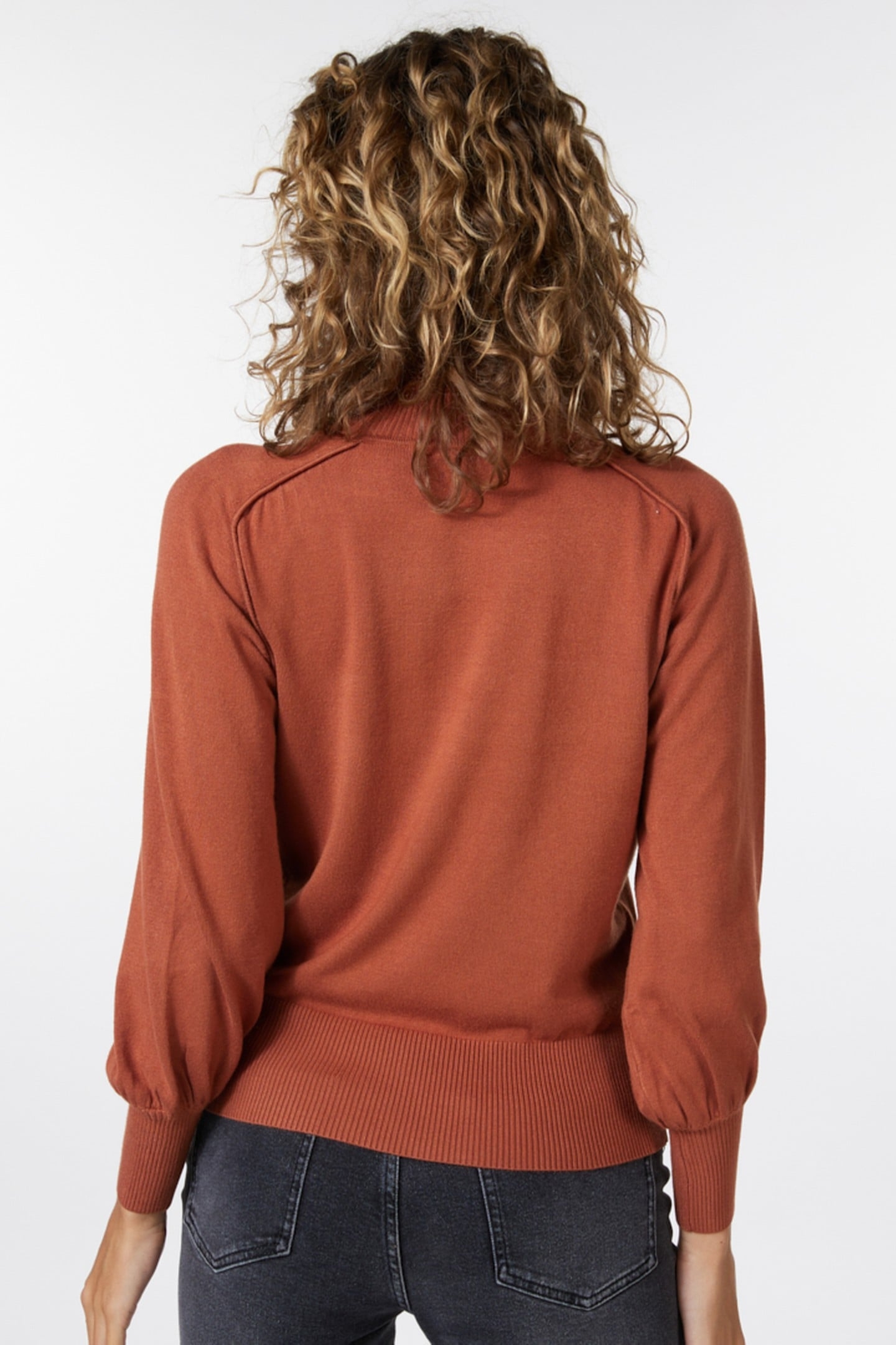 SWEATER BASIC PLEATS COL COPPER BROWN 4
