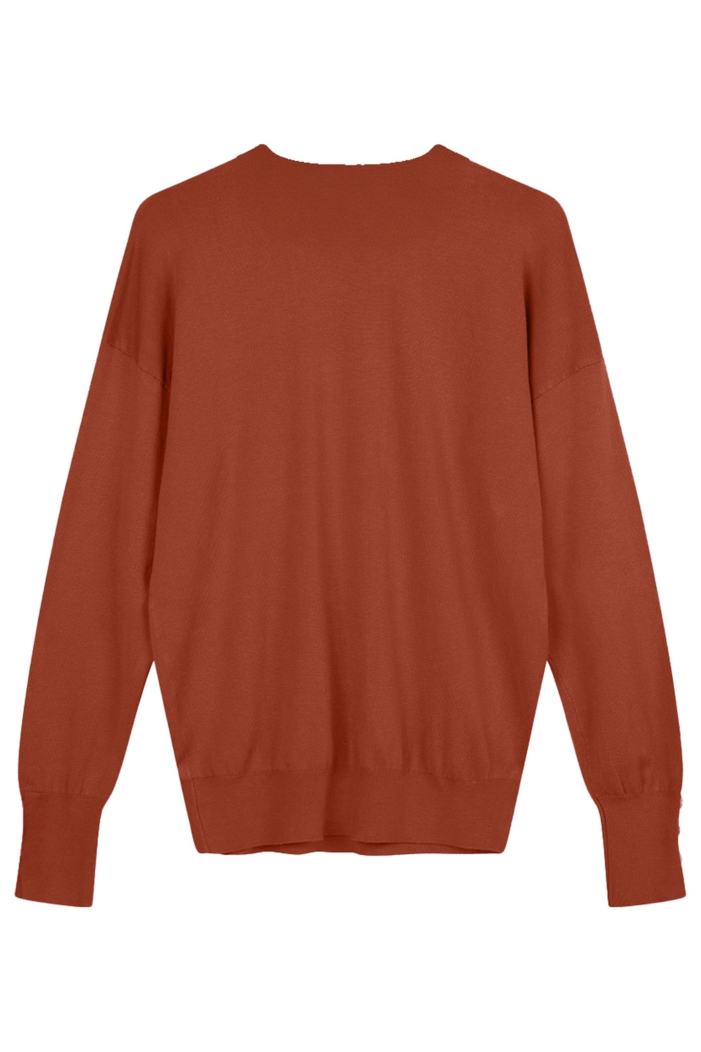 SWEATER BASIC BUTTON SLVE CUFF COPPER BROWN 2