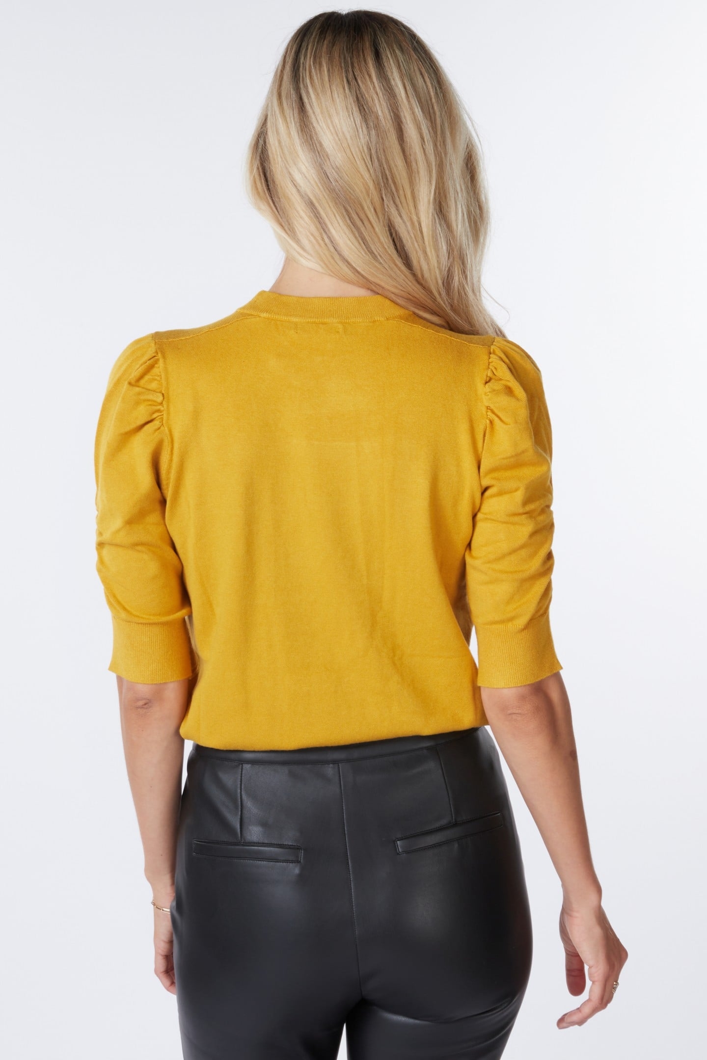 SWEATER BASIC GATHERING S/SLVE MUSTARD 4
