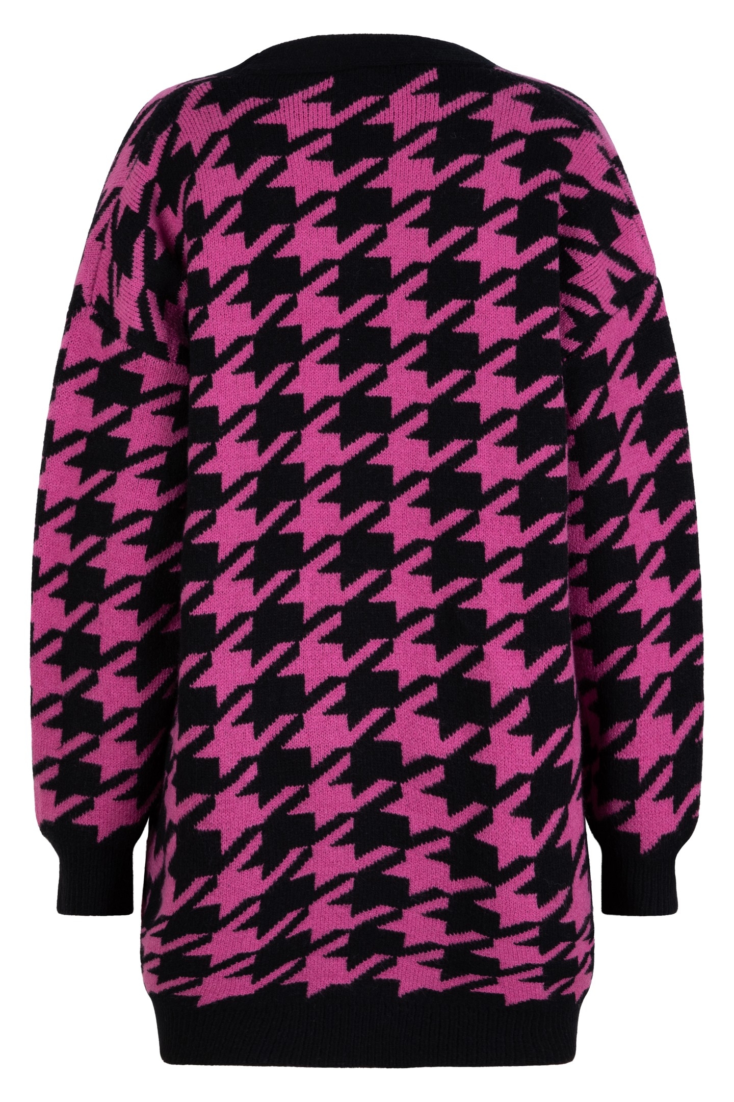 CARDIGAN HOUNDSTOOTH JACQUARD BLACK / PINK 2