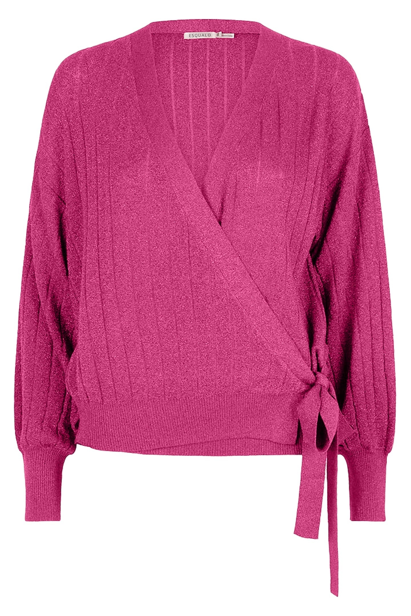 CARDIGAN WRAP OVER RIB LUREX PINK 1