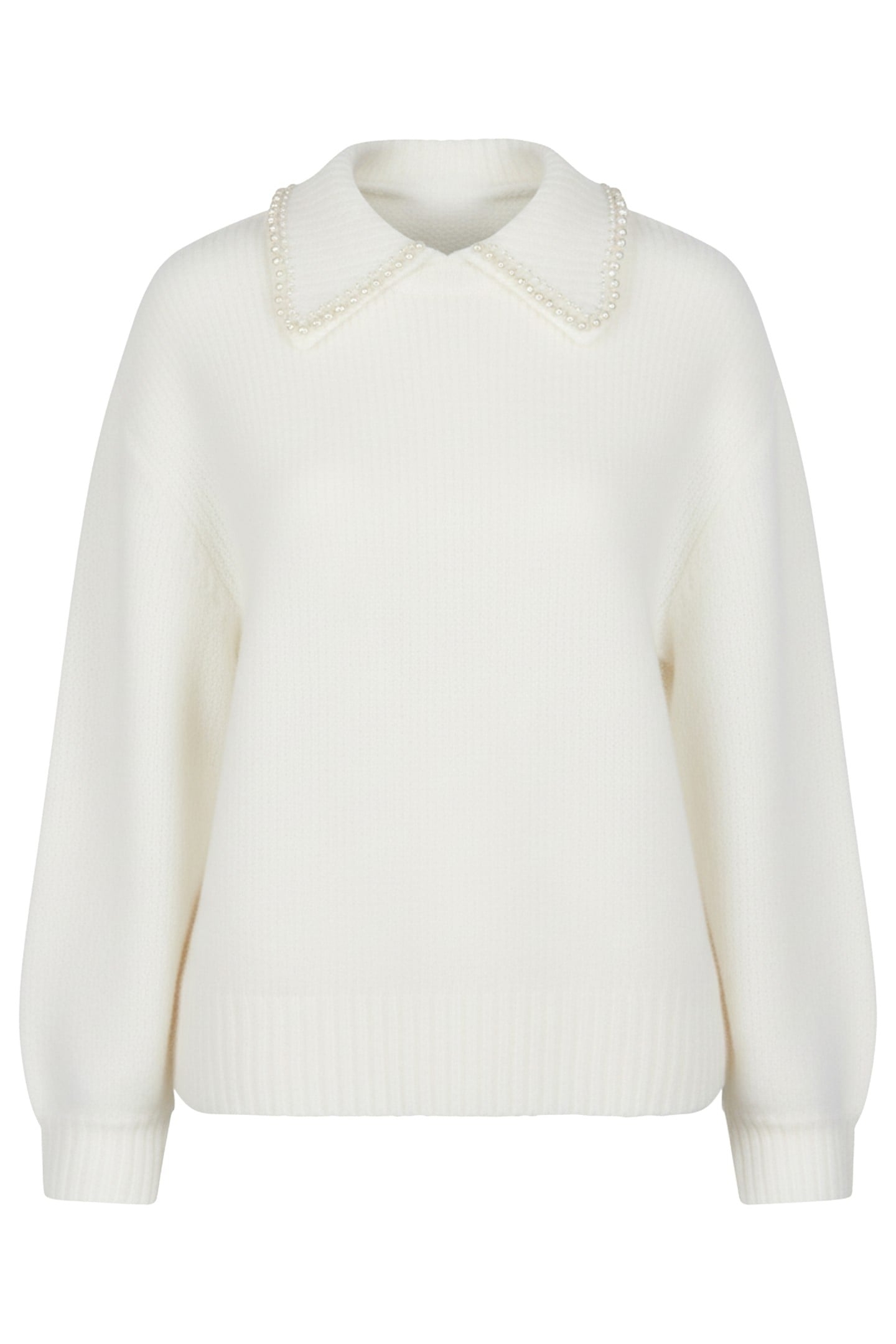 SWEATER BEADS COLLAR OFF WHITE 1