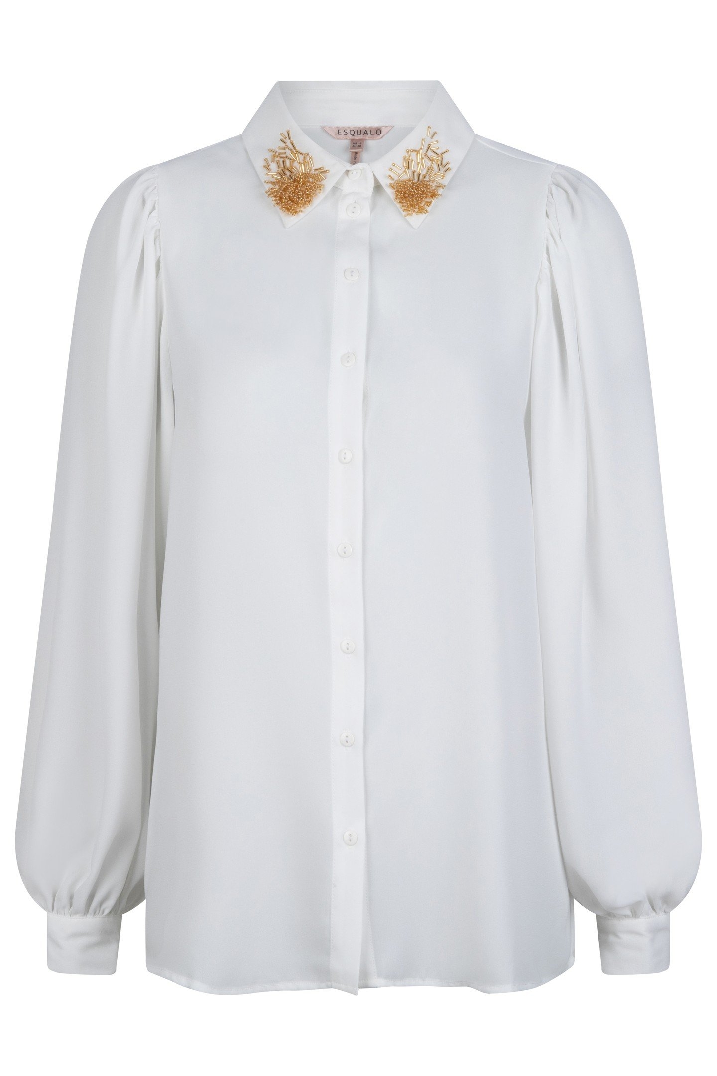 BLOUSE PUFF SLEEVE SEQUINS COLLAR OFF WHITE 1