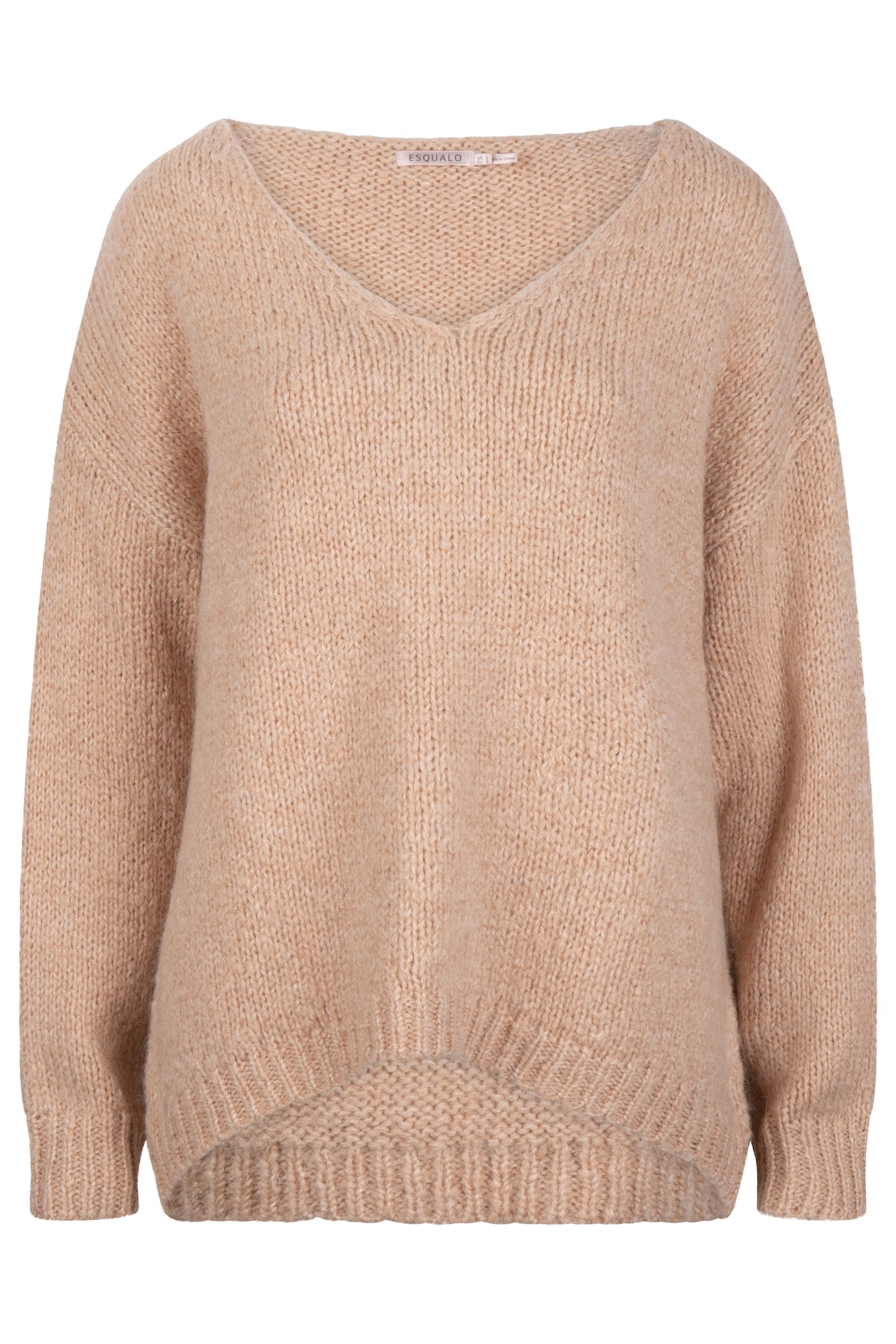 SWEATER CHUNKY V-NECK CAMEL 5