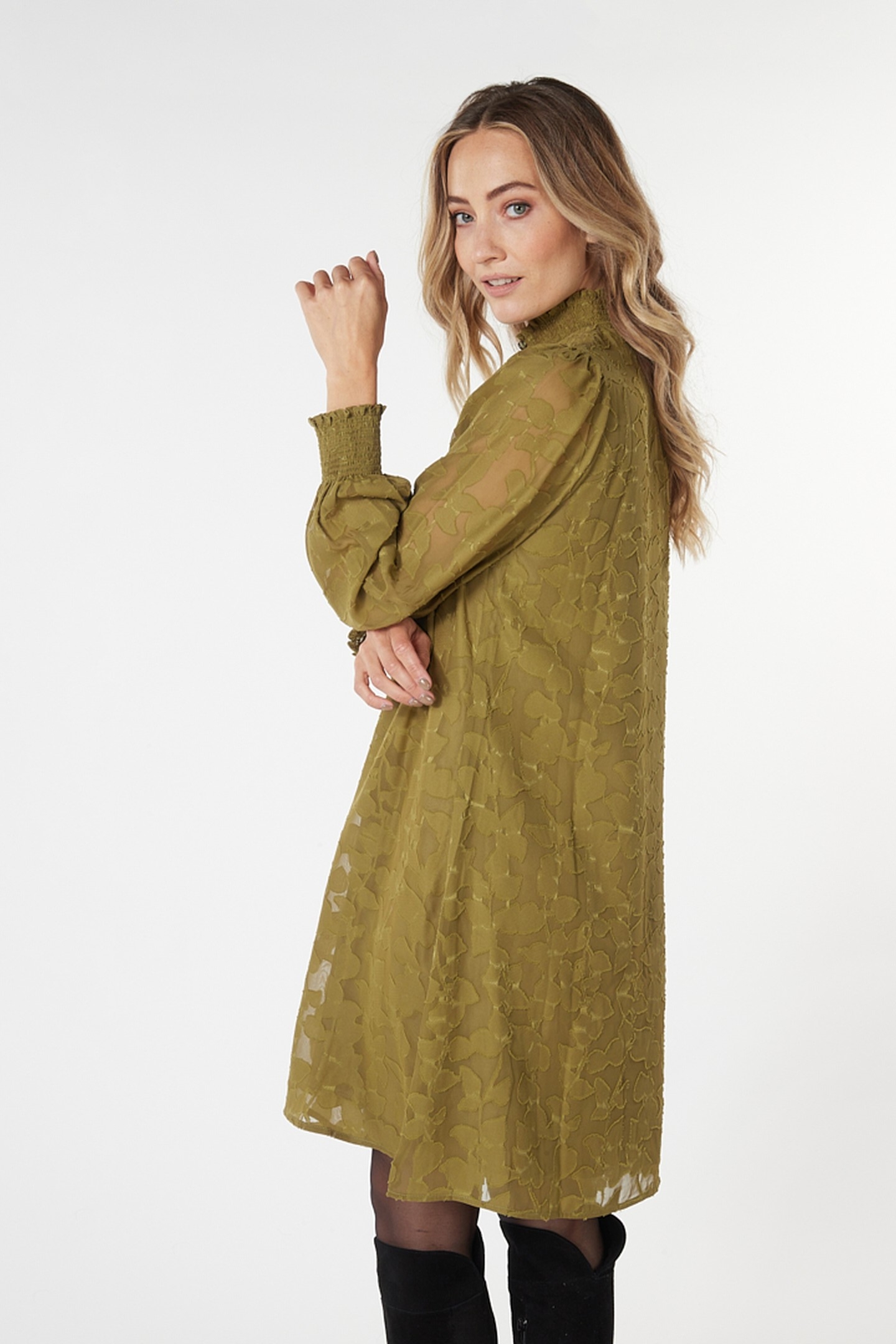 DRESS SMOCK JACQUARD OLIVE 3