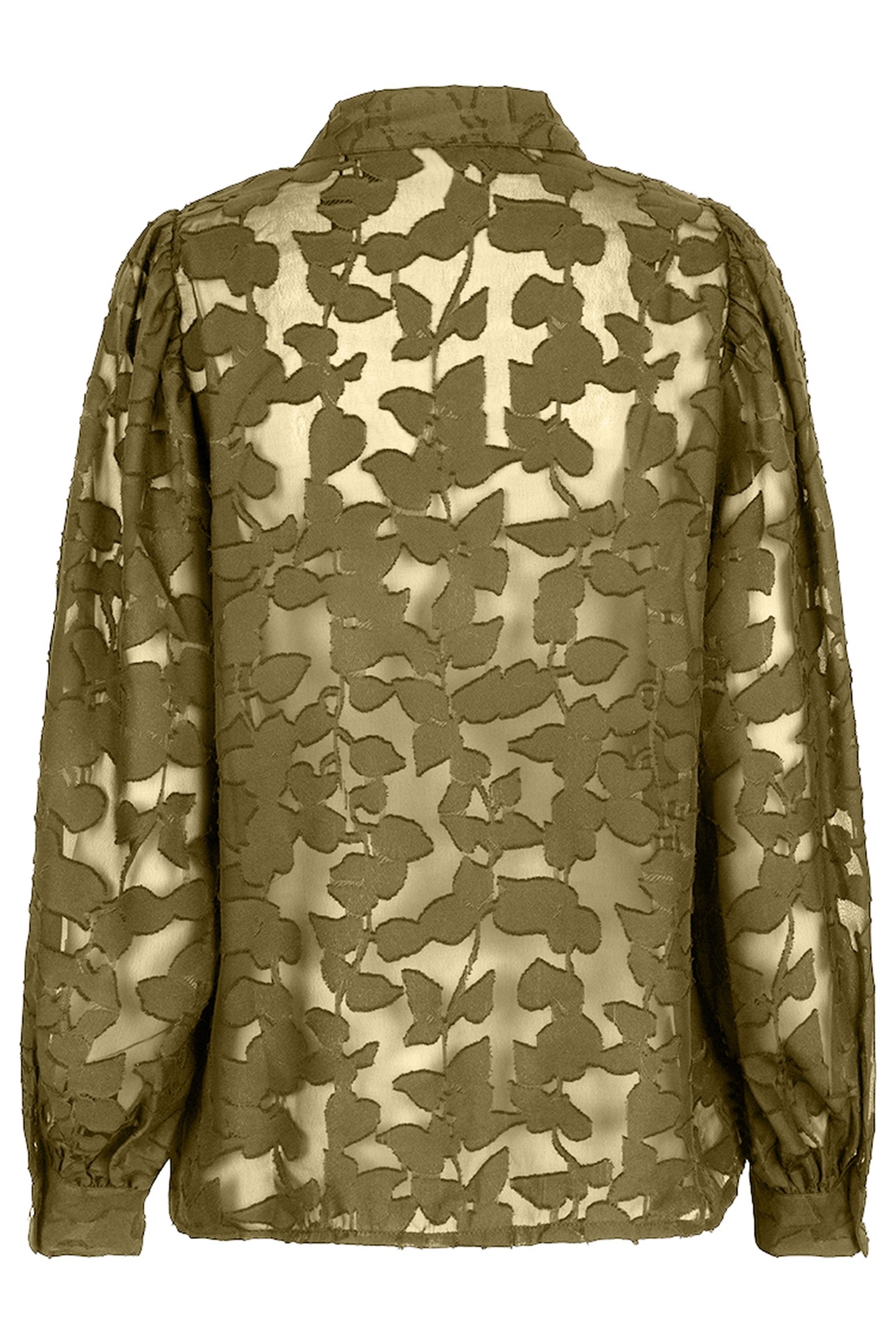 BLOUSE GATHERING JACQUARD OLIVE 2