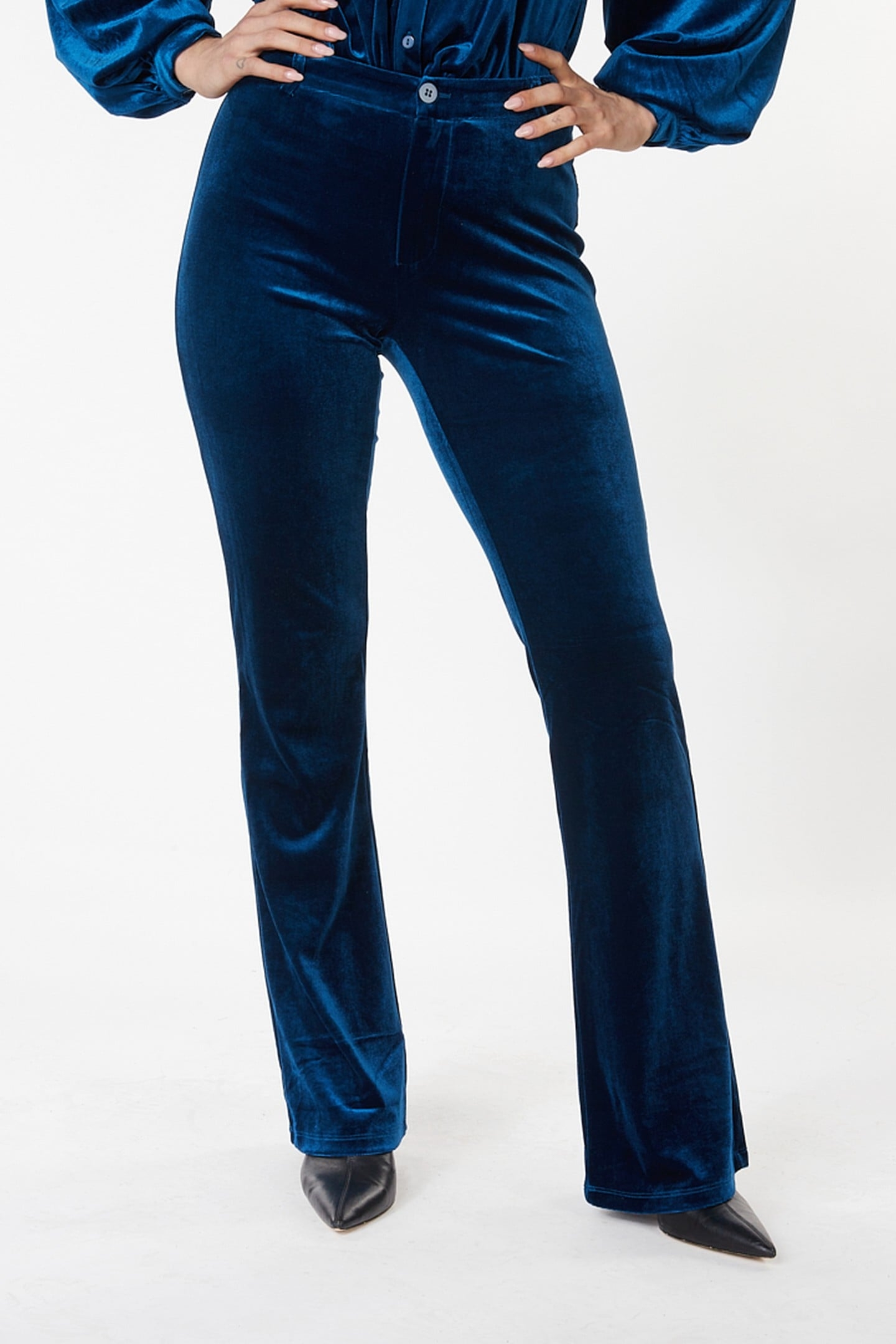 TROUSERS FLAIR VELOURS GALAXY BLUE 2