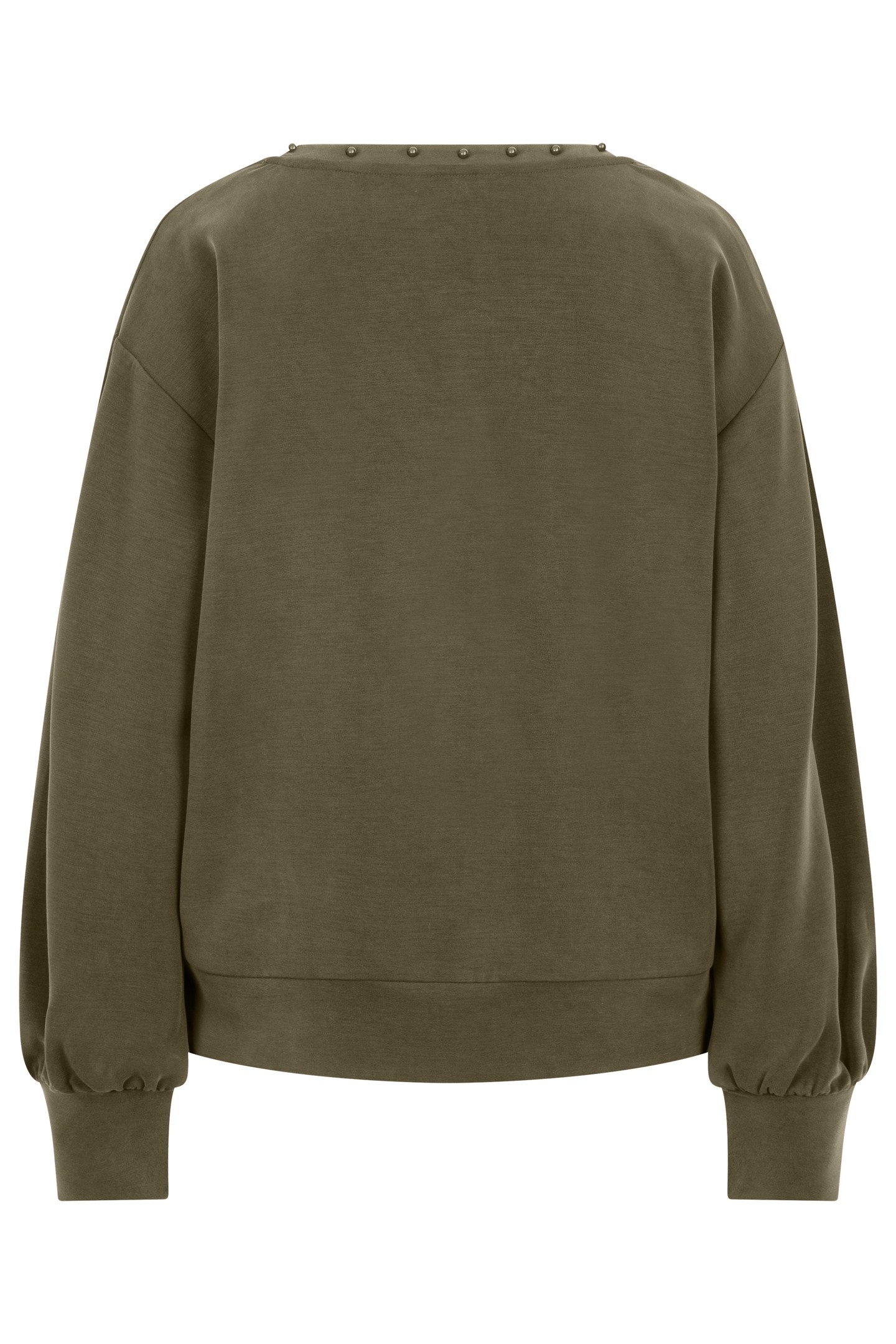 SWEATER “V” STUDS MODAL MOSS GREEN 2