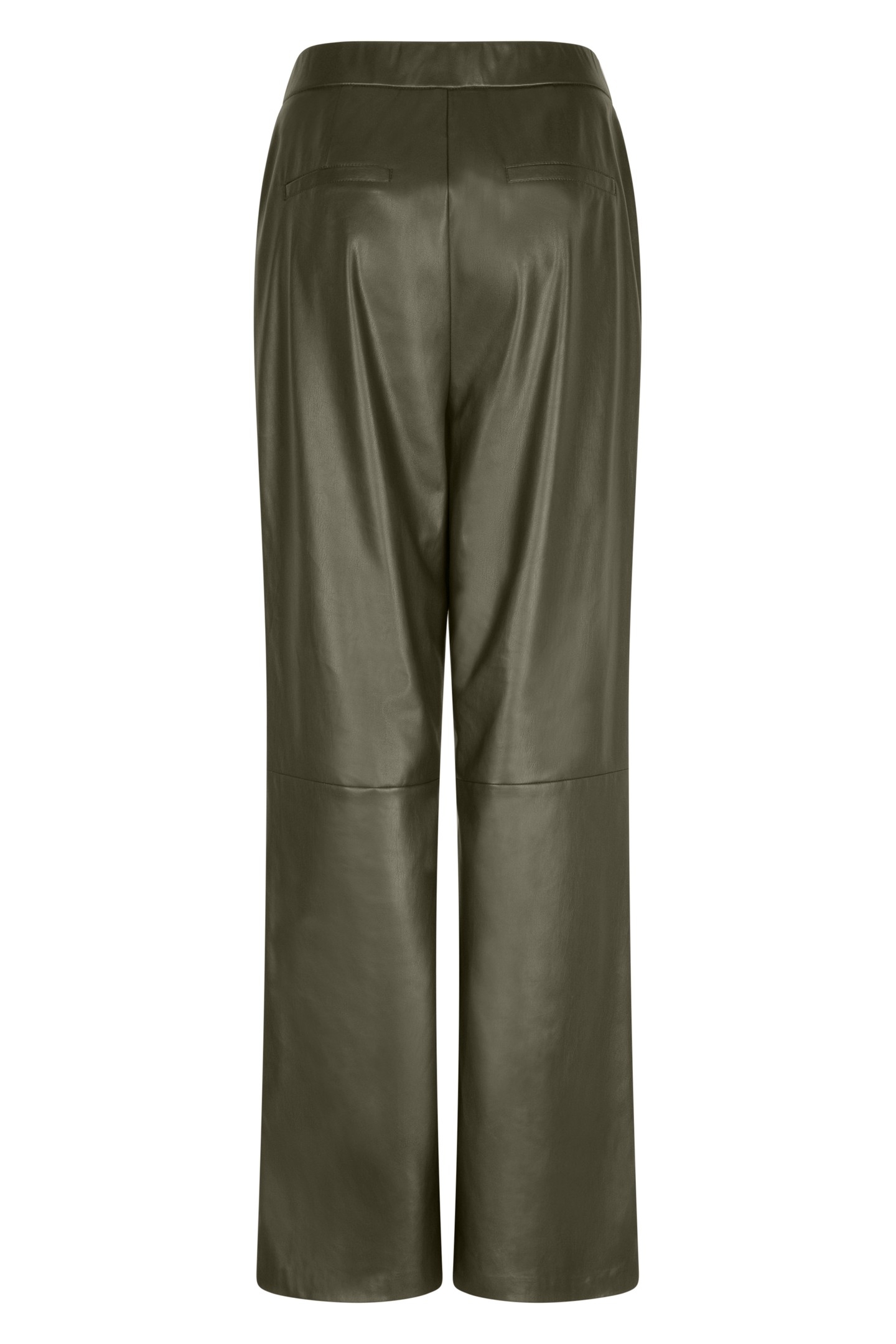 TROUSERS WIDE VEGAN LEATHER GREEN 2
