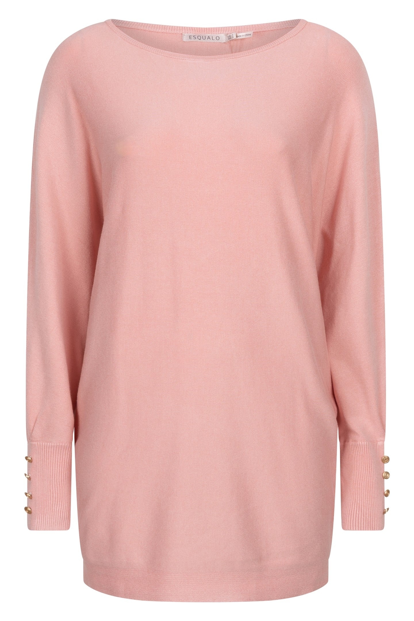 SWEATER BATWING BUTTONED CUFF BASIC KNIT BLUSH 4