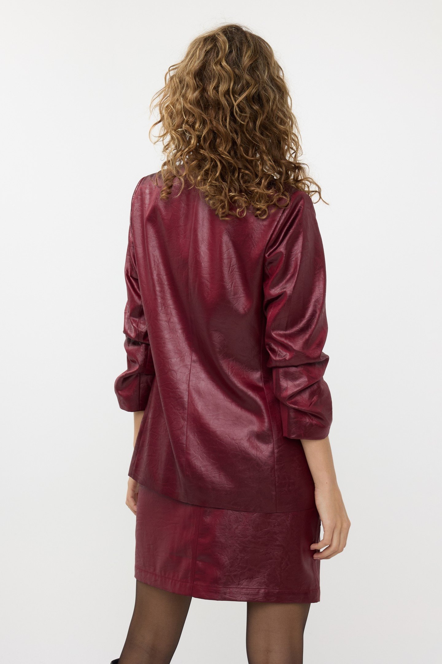SKIRT ZIPPER METALLIC CRINKLE WINE RED 3