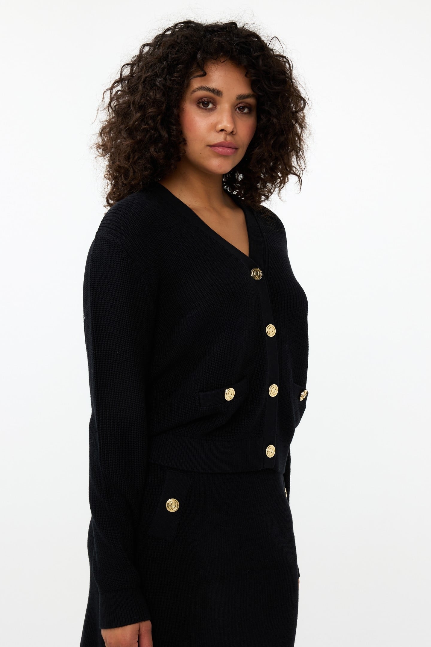 CARDIGAN V-NECK BUTTONED BLACK 2