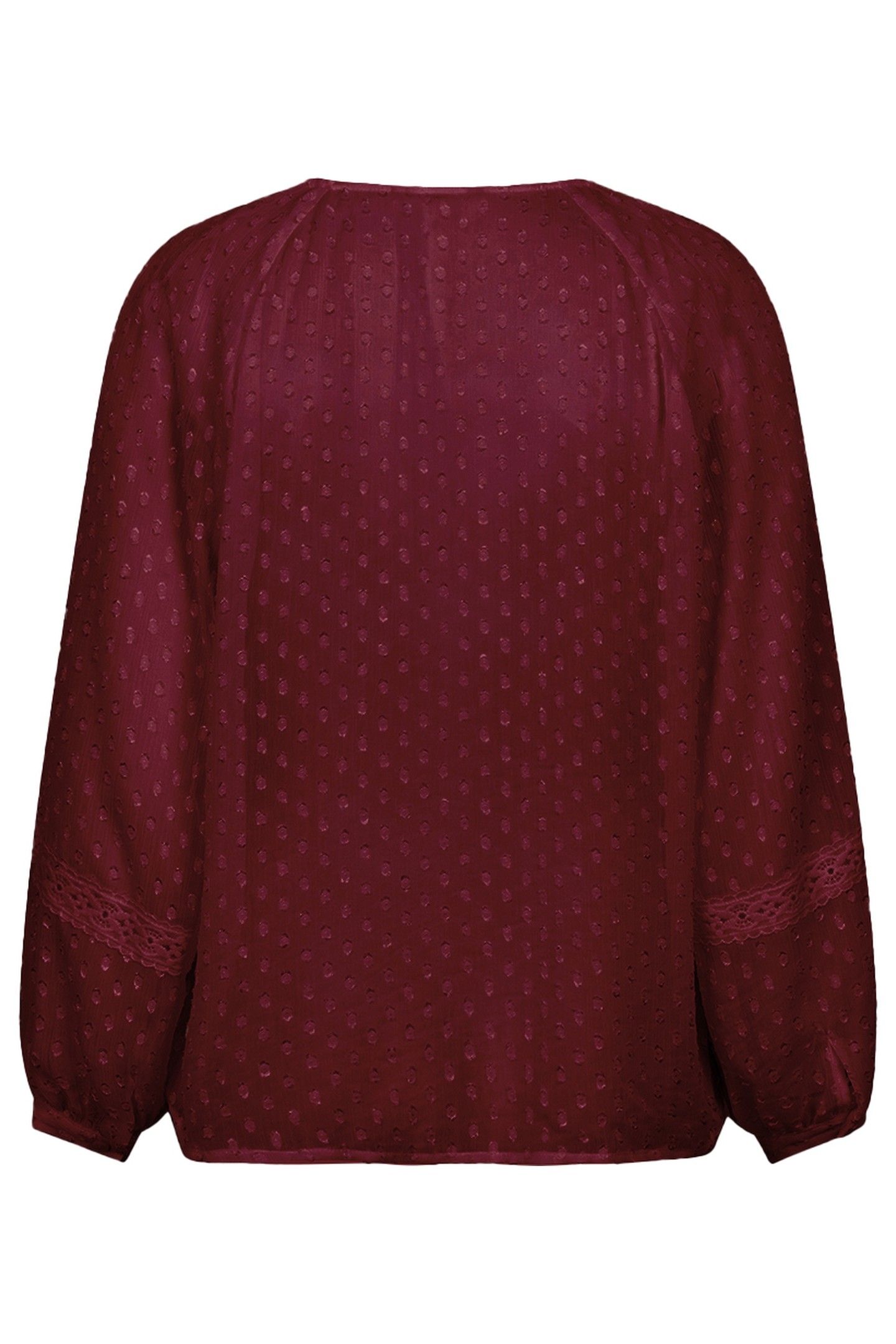 BLOUSE PLUMETIS EMBROIDERY TAPE WINE RED 2