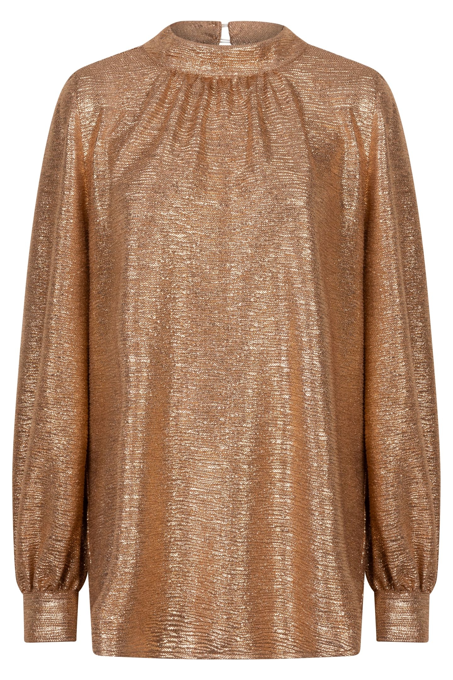 BLOUSE FANCY FOIL PLISSE BRANDY 5