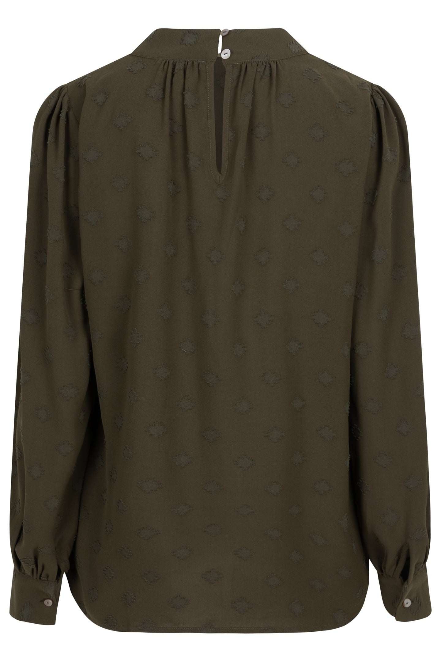BLOUSE HIGH COLLAR PLUMETIS MOSS GREEN 5