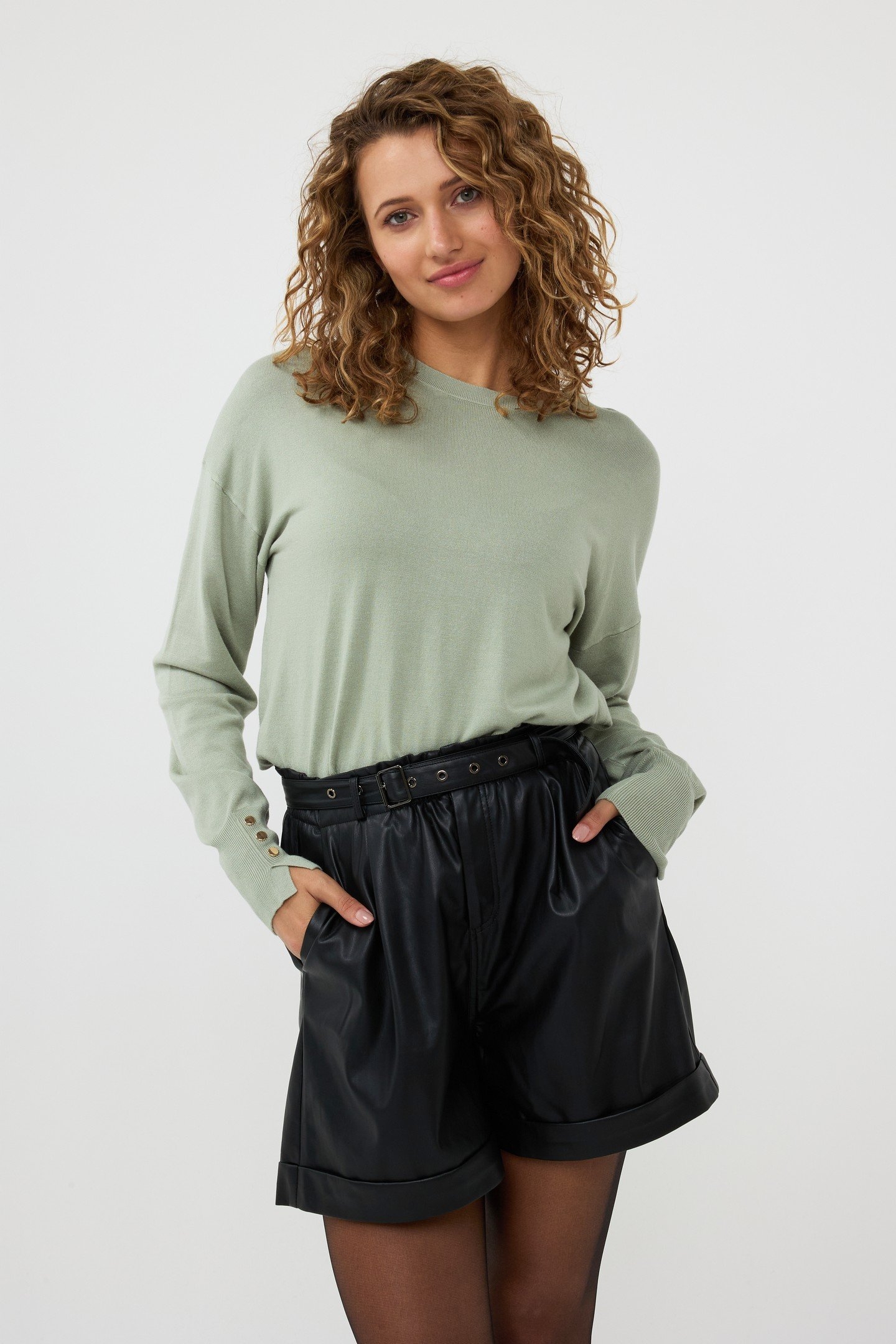 SWEATER R-NECK BASIC KNIT JADE 1