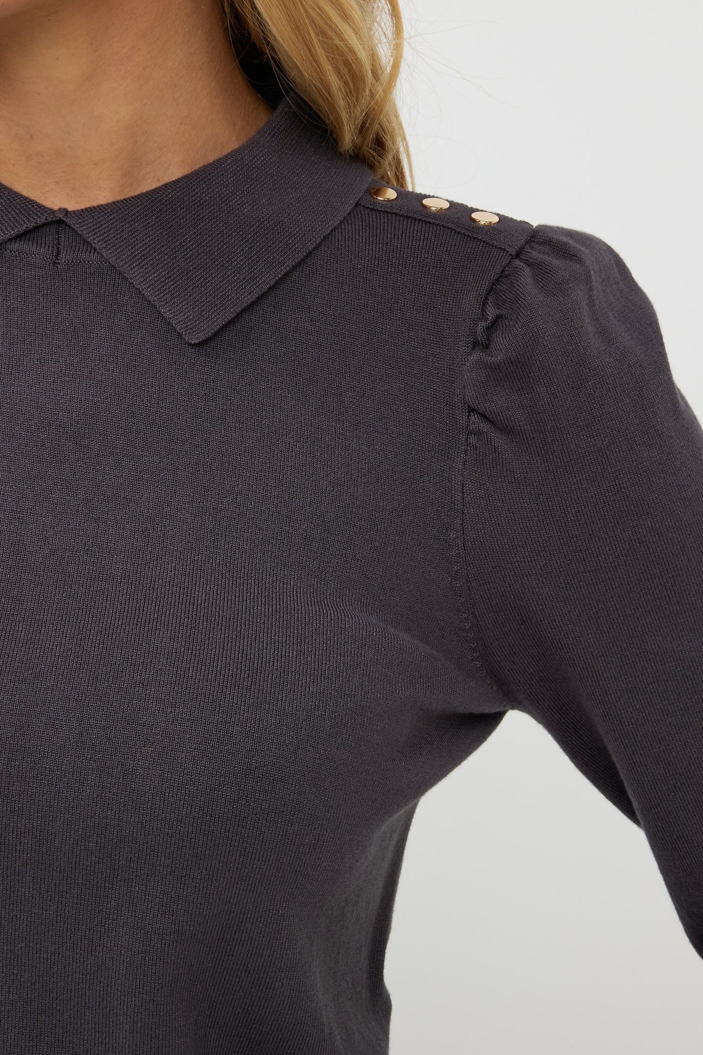 SWEATER COLLAR BASIC KNIT GREY 6