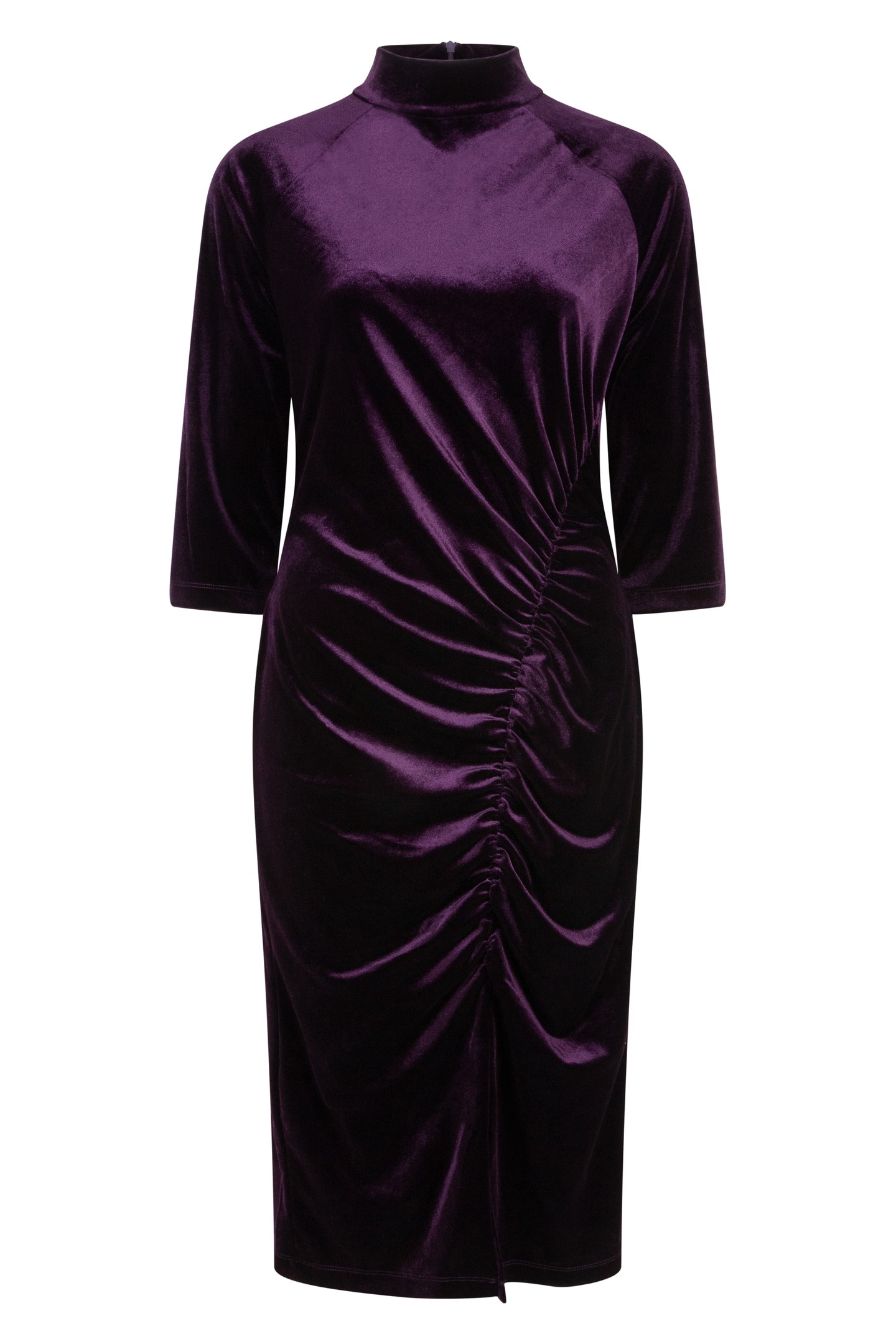 DRESS VELOURS GATHERING DARK PURPLE 4
