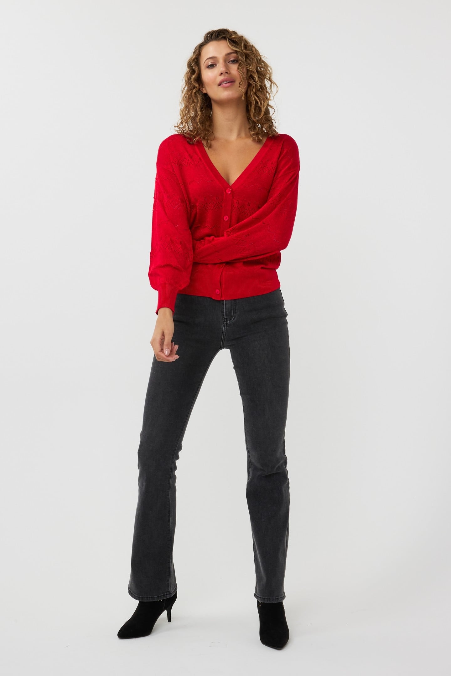 CARDIGAN S/SLV LUREX RED 2