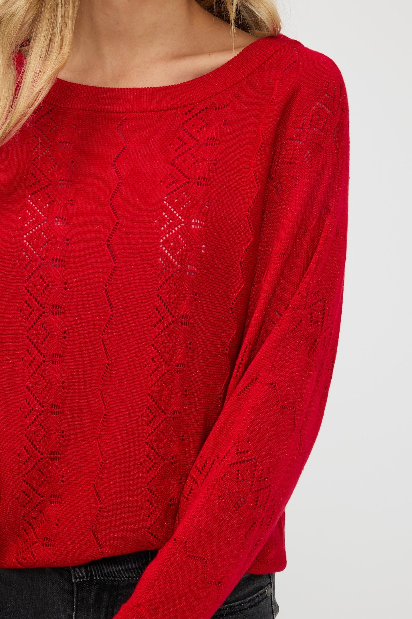 SWEATER BATWING LUREX RED 6