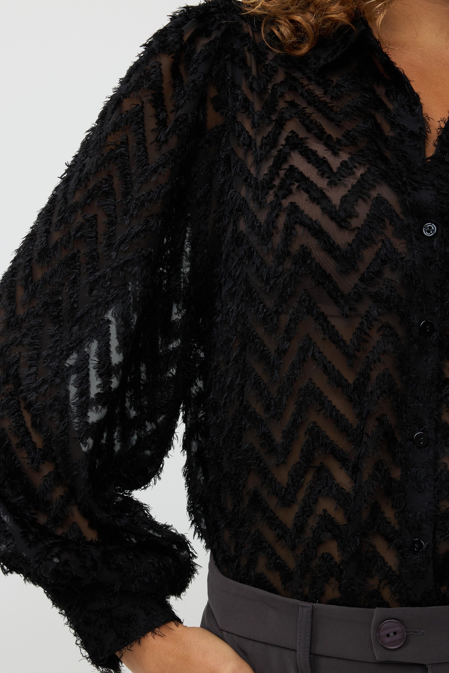 BLOUSE BASIC FLUFFY PLUMETIS BLACK 5