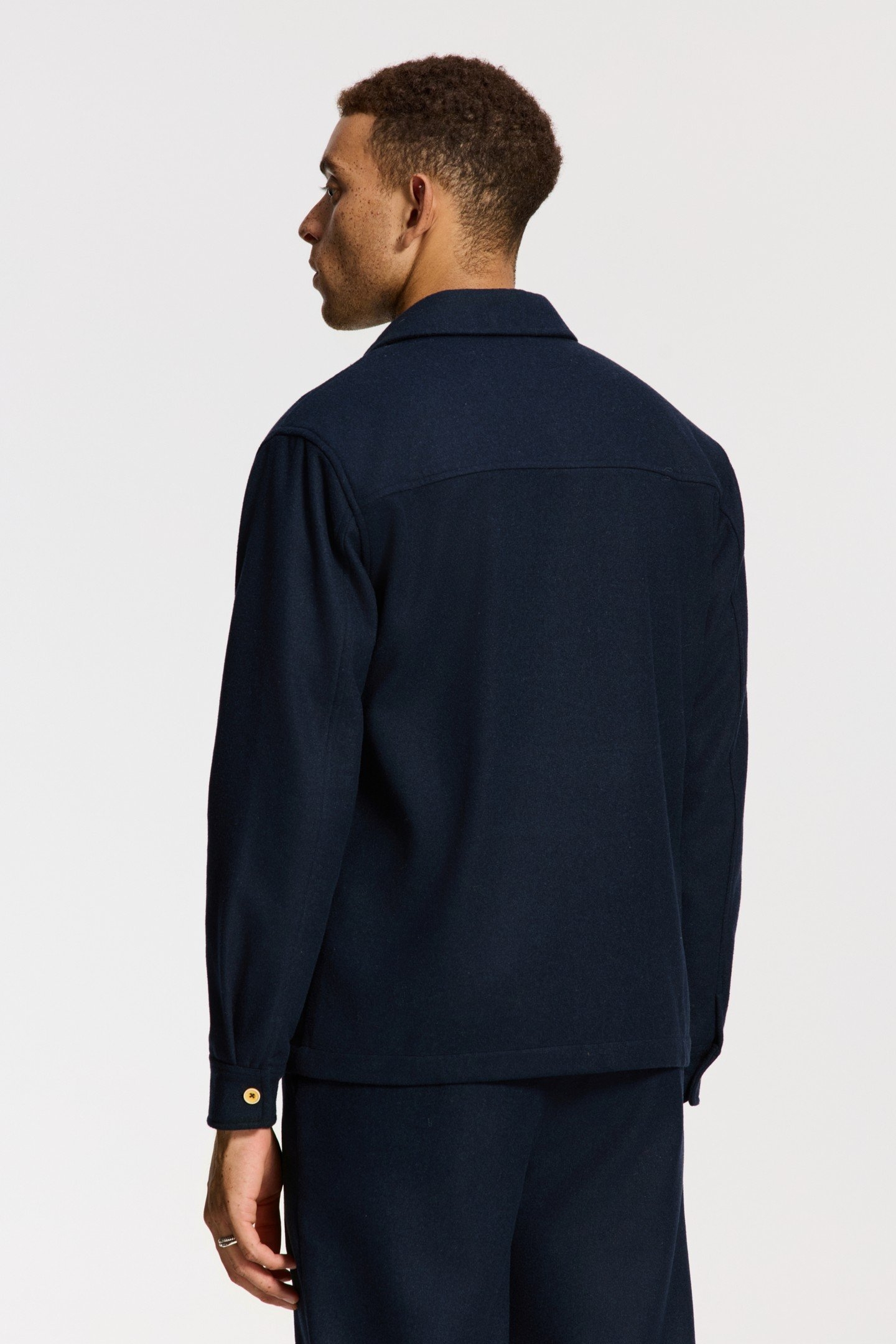 STAN WOOL BLEND LONG SLEEVE SHIRT BLUE DARK NAVY 4