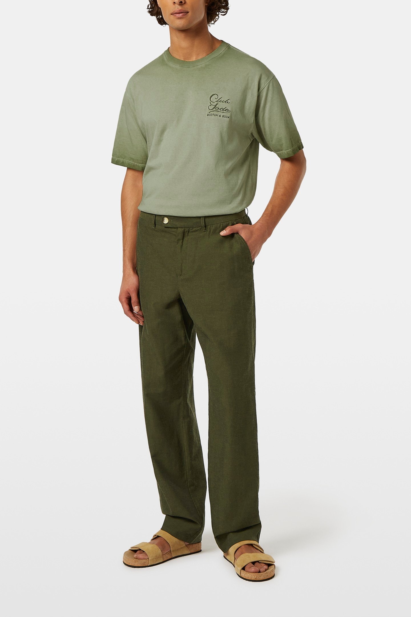 OTIS - LINEN-BLEND CHINO ARMY MELANGE 4