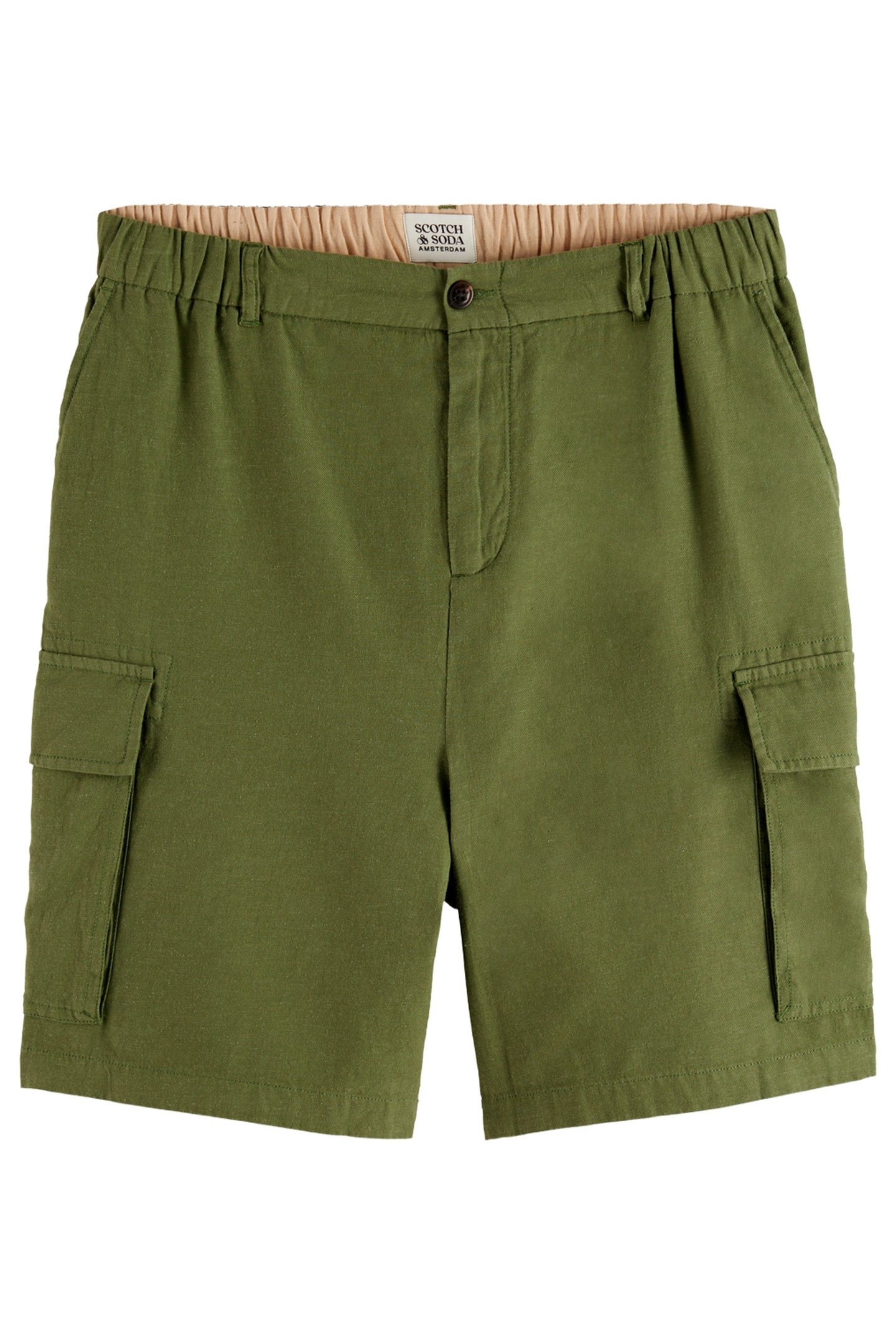 COTTON-LINEN RELAXED FIT CARGO SHORT ARMY 1