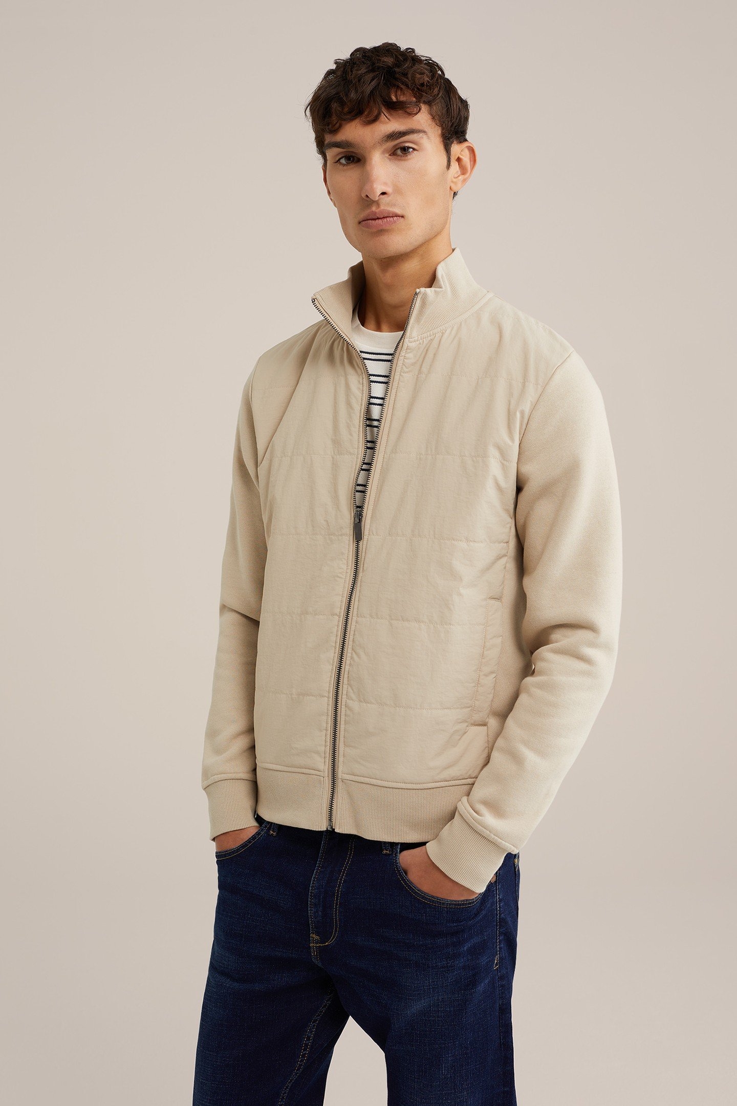 CARDIGAN WITH ZIPPER BEIGE 1