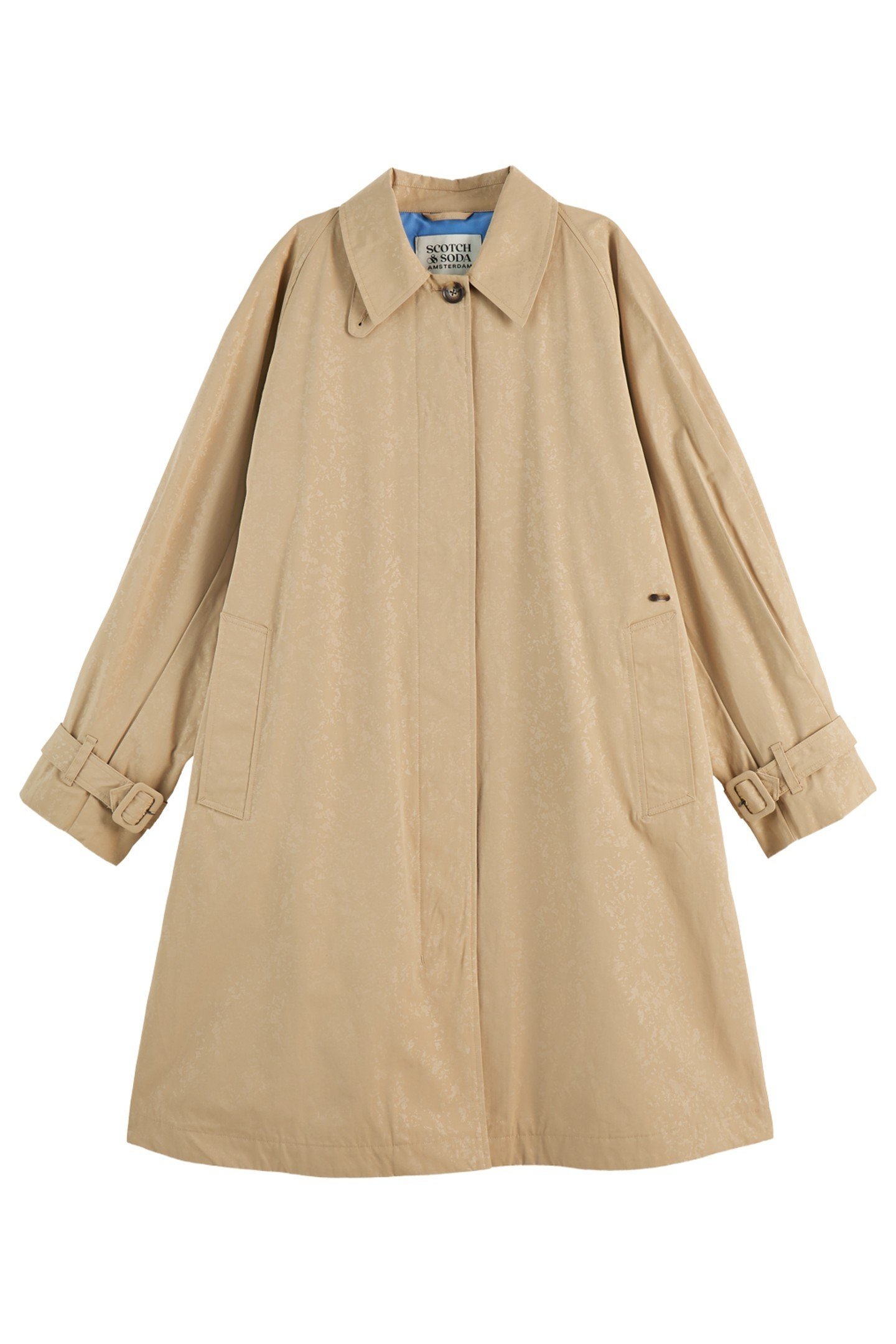 FLORAL EMBOSSED COTTON BLEND CARCOAT SAND 2