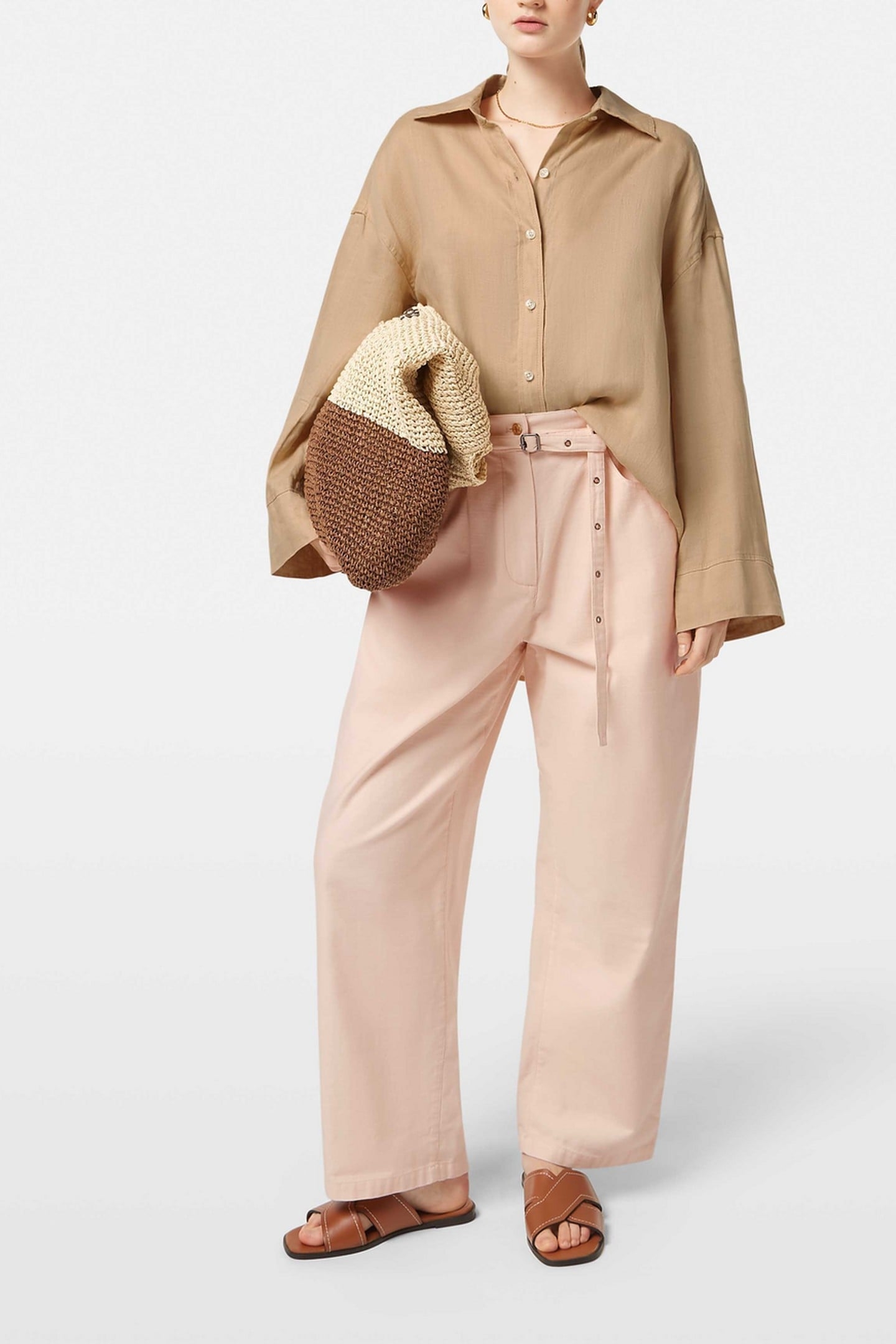 WIDE SLEEVE LINEN SHIRT SOFT CAMEL 1