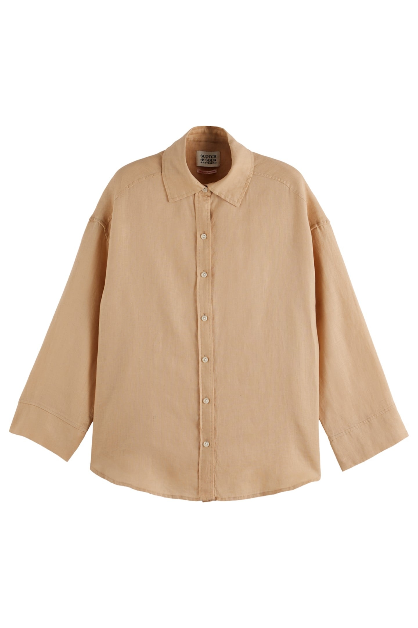 WIDE SLEEVE LINEN SHIRT SOFT CAMEL 5