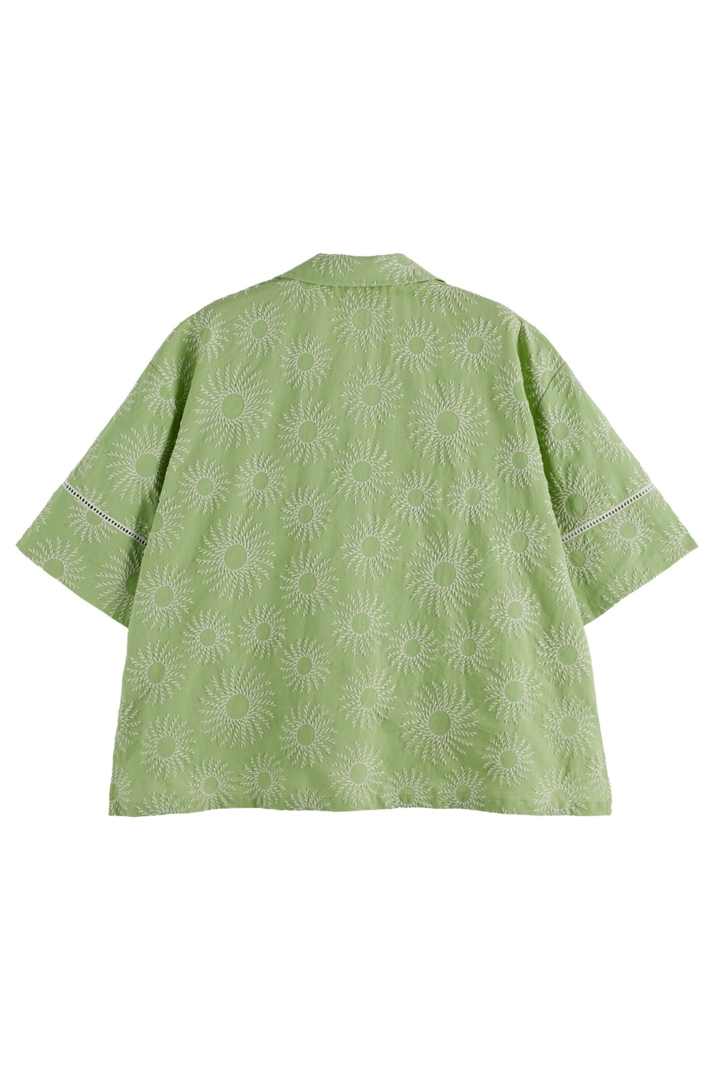 COTTON LINEN EMBROIDERED SHORT SLEEVE SHIRT PISTACHIO 7