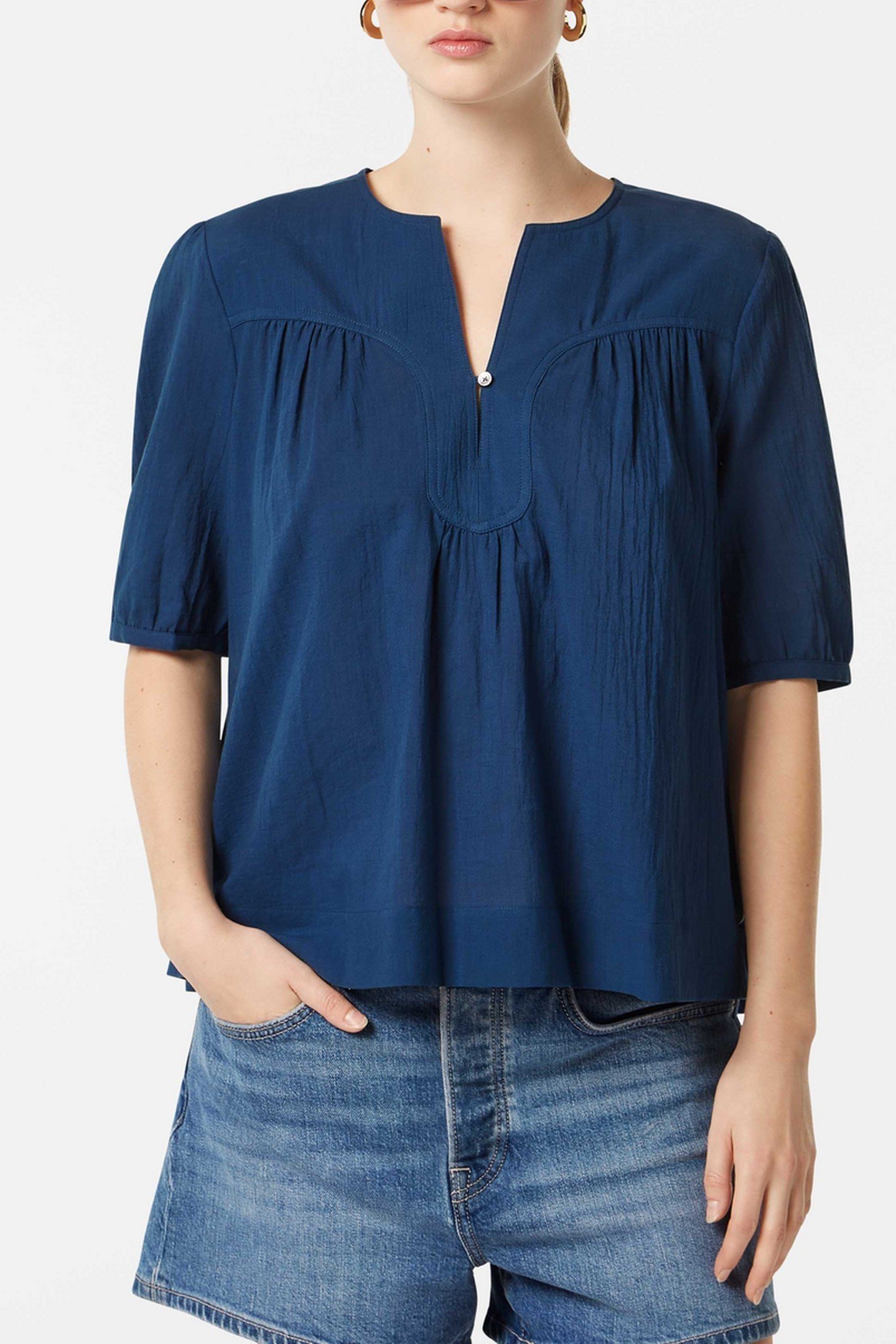 PRINTED SHORT SLEEVE TOP ATLANTIC BLUE 3