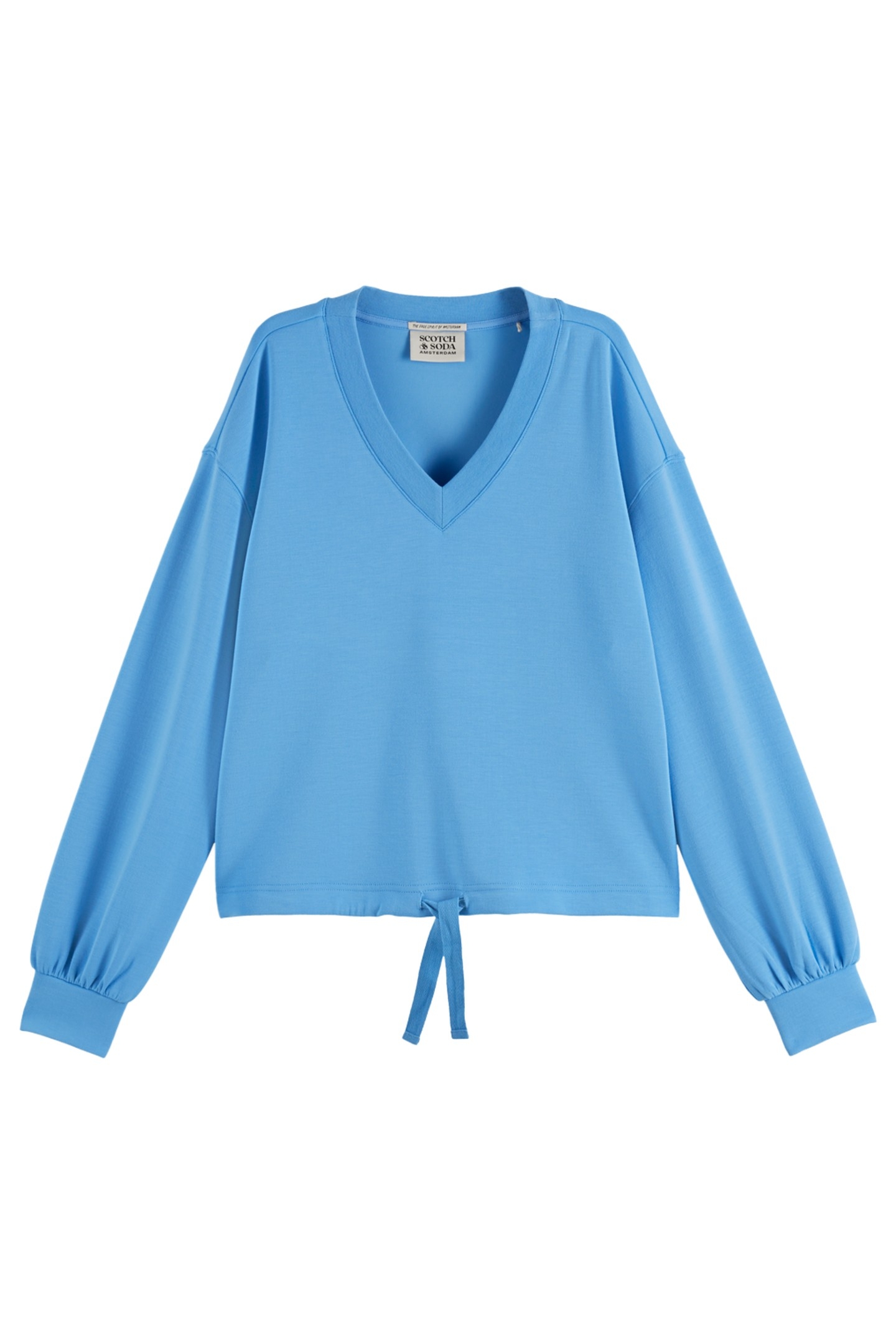 V-NECK MODAL SWEATSHIRT AQUA BLUE 4