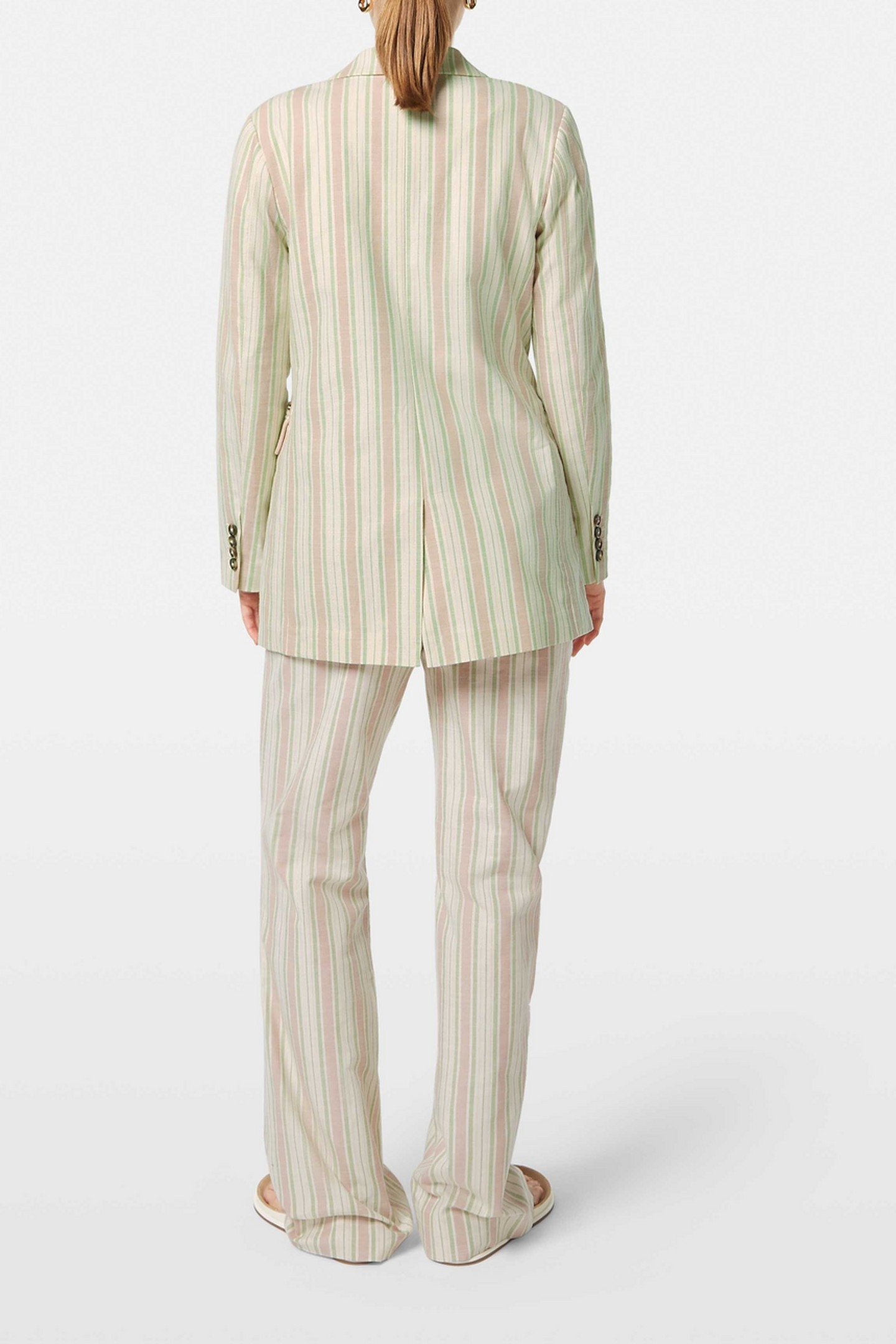 LUREX COTTON BLEND SINGLE BREASTED BLAZER LUREX LINEN STRIPE 3