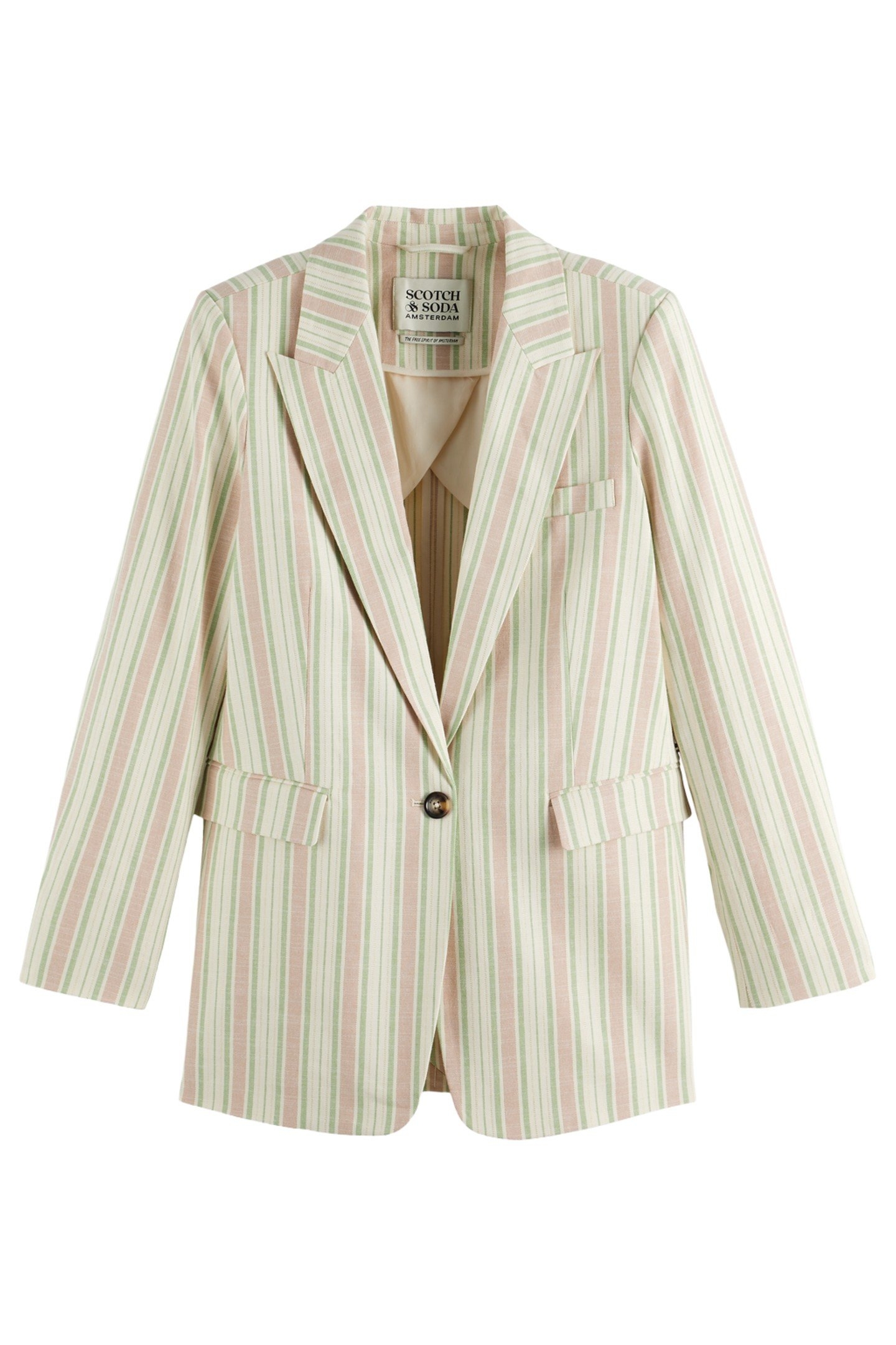 LUREX COTTON BLEND SINGLE BREASTED BLAZER LUREX LINEN STRIPE 4
