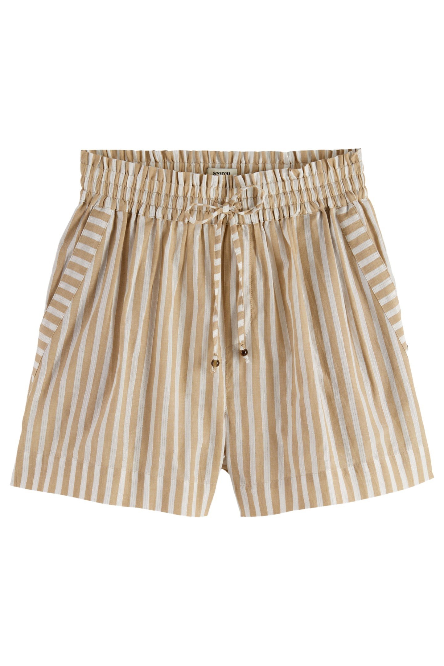 HIGH RISE LUREX STRIPE PRINTED SHORTS BLOCK PRINT 5