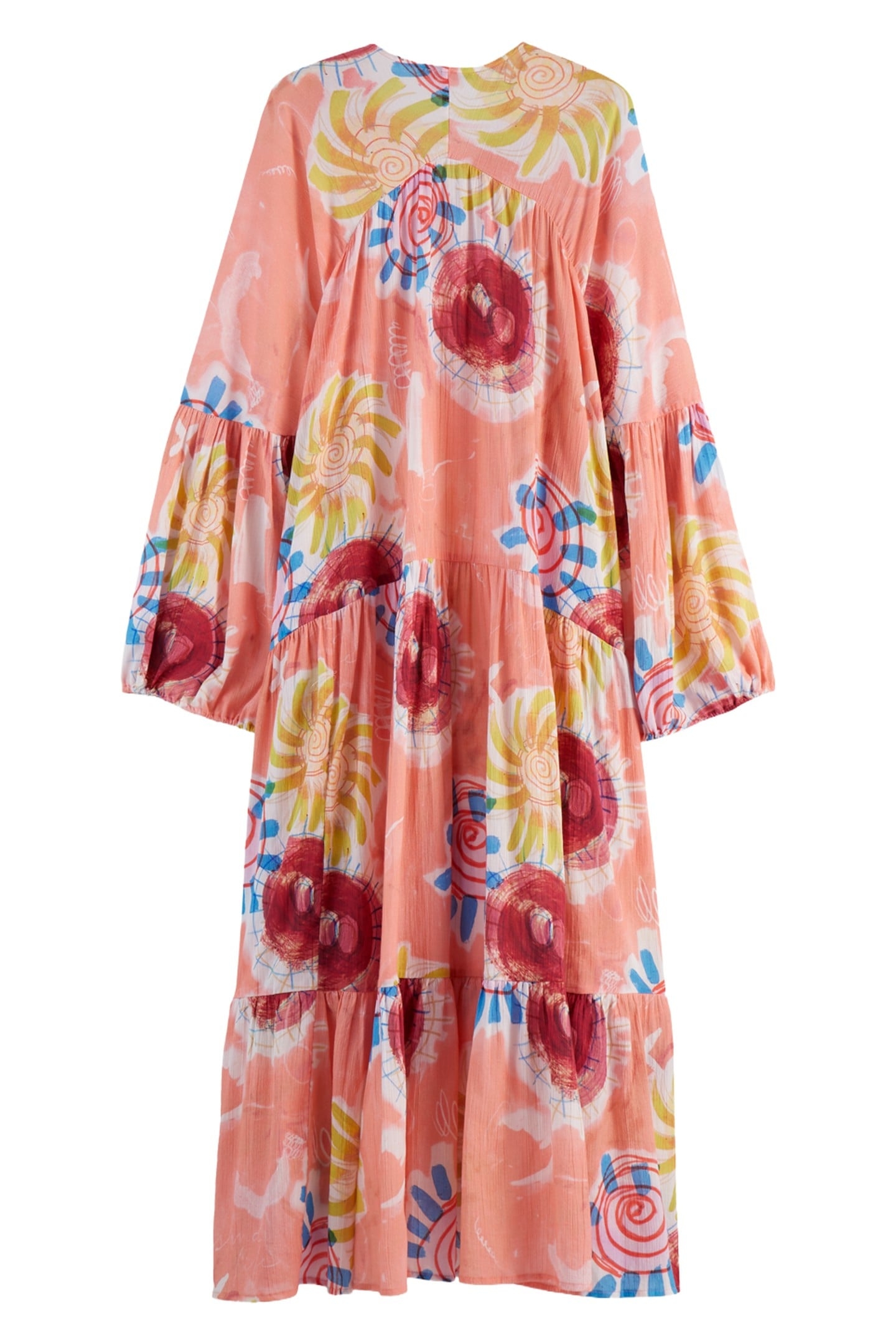 PRINTED CRINKLE MAXI DRESS ABSTRACT SUN PINK 4