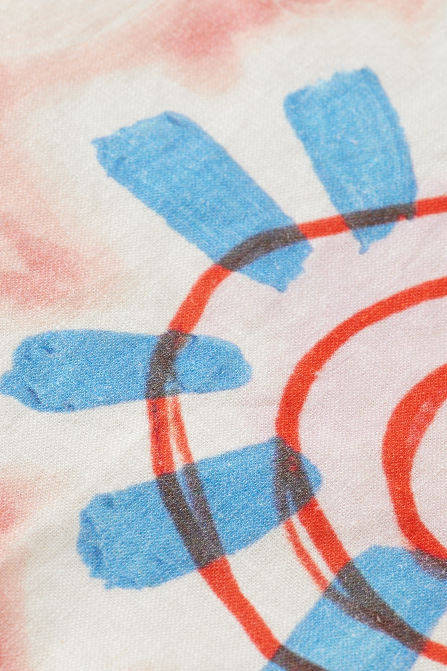 LINEN VISCOSE PRINTED MINI DRESS ABSTRACT SUN PINK 6