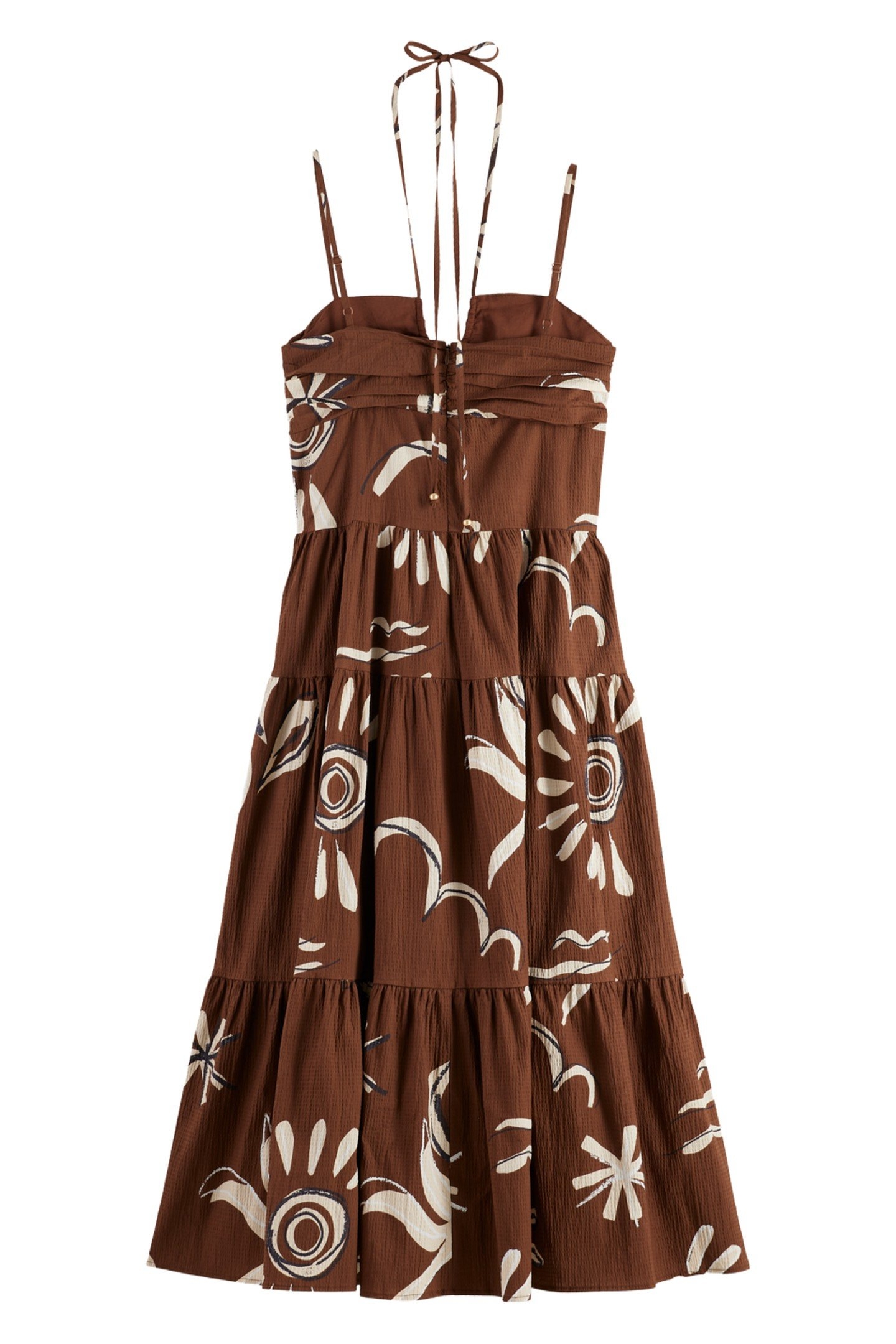 COTTON SEERSUCKER MIDI DRESS INKY SUN BROWN 6